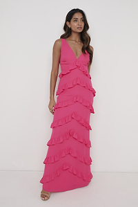 Piper Ruffle Maxi Dress - Fuchsia