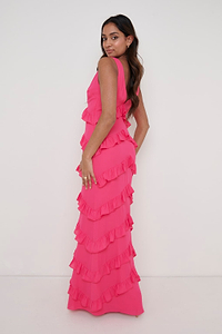 Piper Ruffle Maxi Dress - Fuchsia