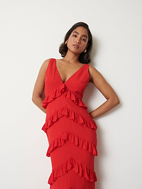 Piper Ruffle Maxi Dress - Red