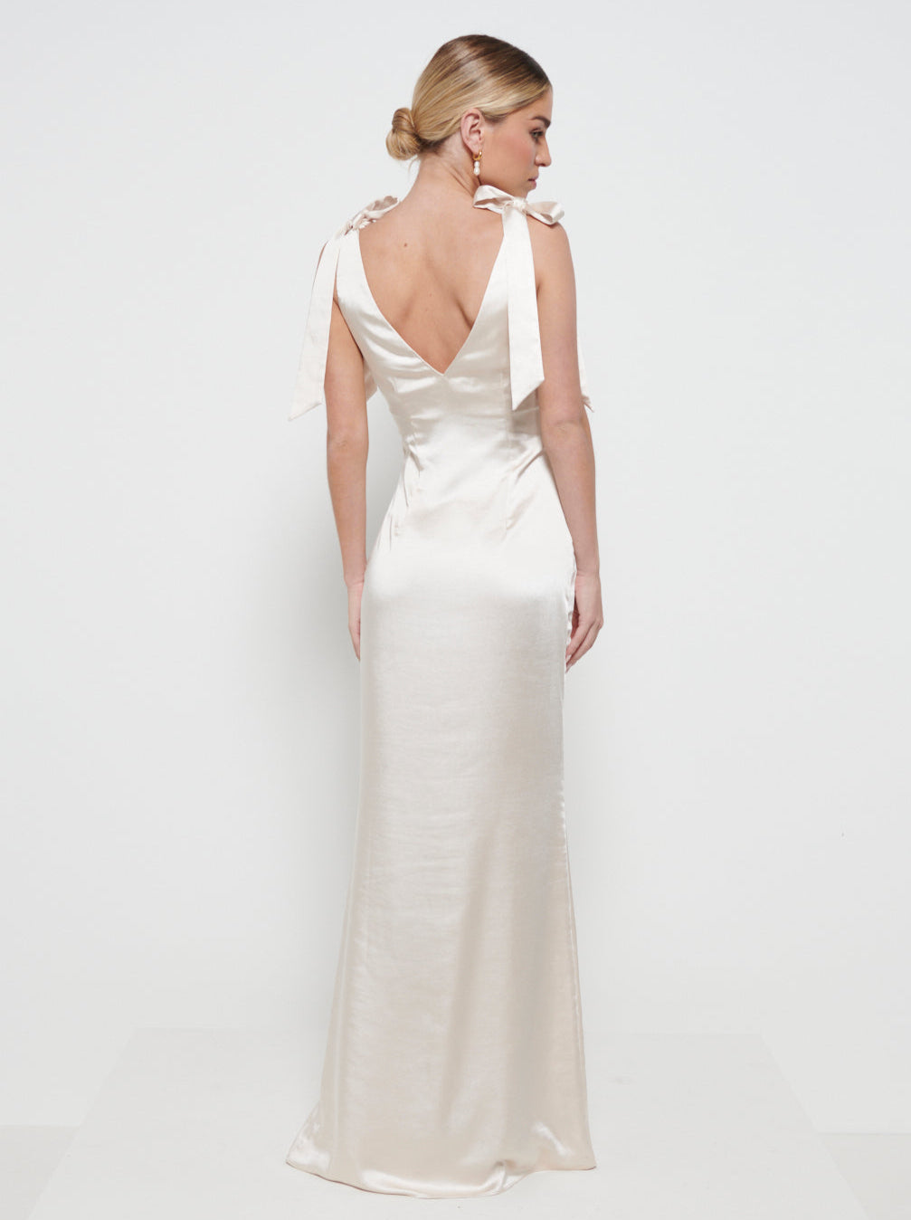 Piper Tie Maxi Bridesmaid Dress - Matte Champagne