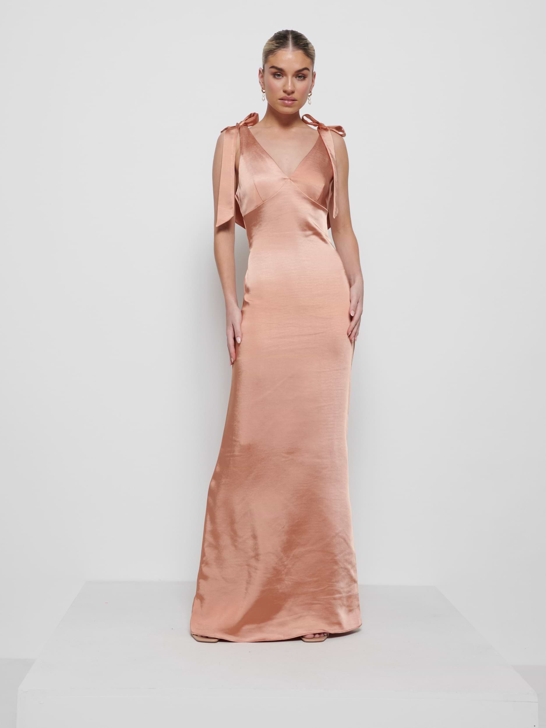 Piper Tie Maxi Bridesmaid Dress - Cinnamon