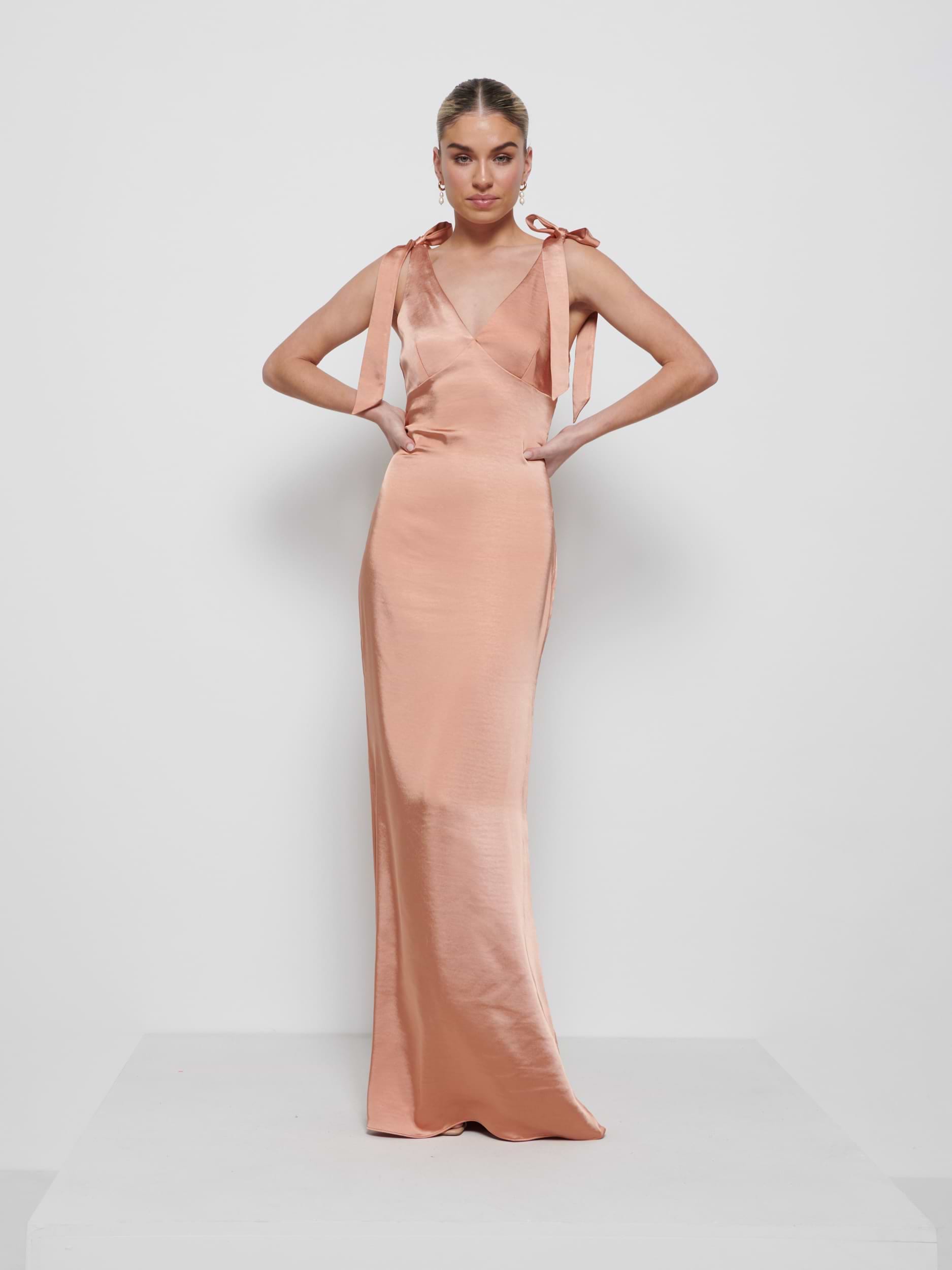 Piper Tie Maxi Bridesmaid Dress - Cinnamon