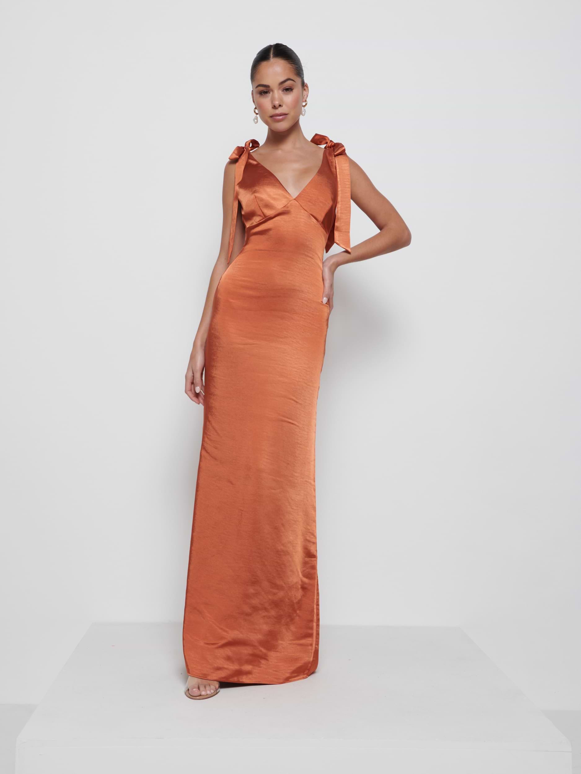 Piper Tie Maxi Bridesmaid Dress - Copper