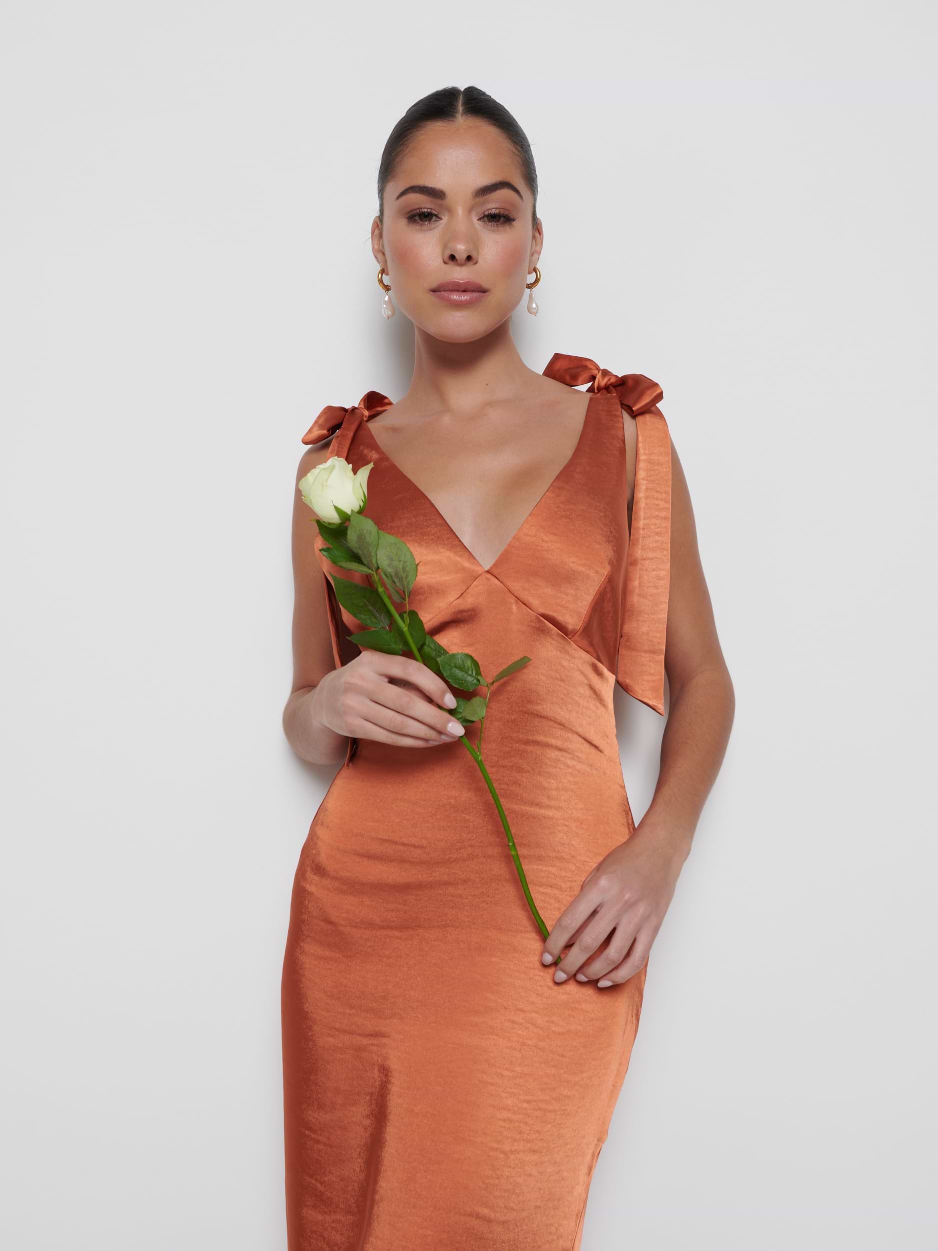 Piper Tie Maxi Bridesmaid Dress - Copper