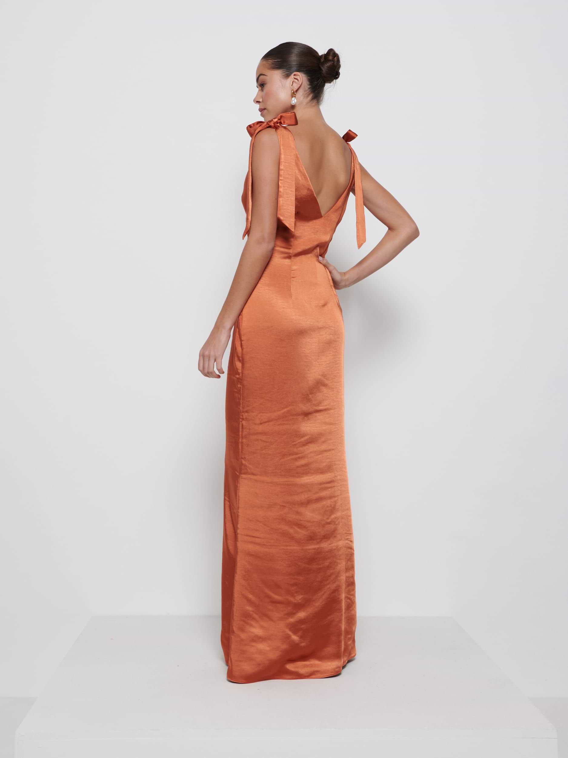 Piper Tie Maxi Bridesmaid Dress - Copper