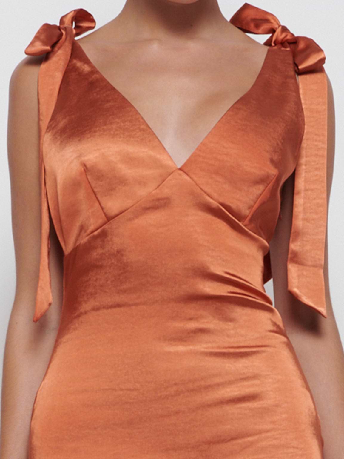Piper Tie Maxi Bridesmaid Dress - Copper
