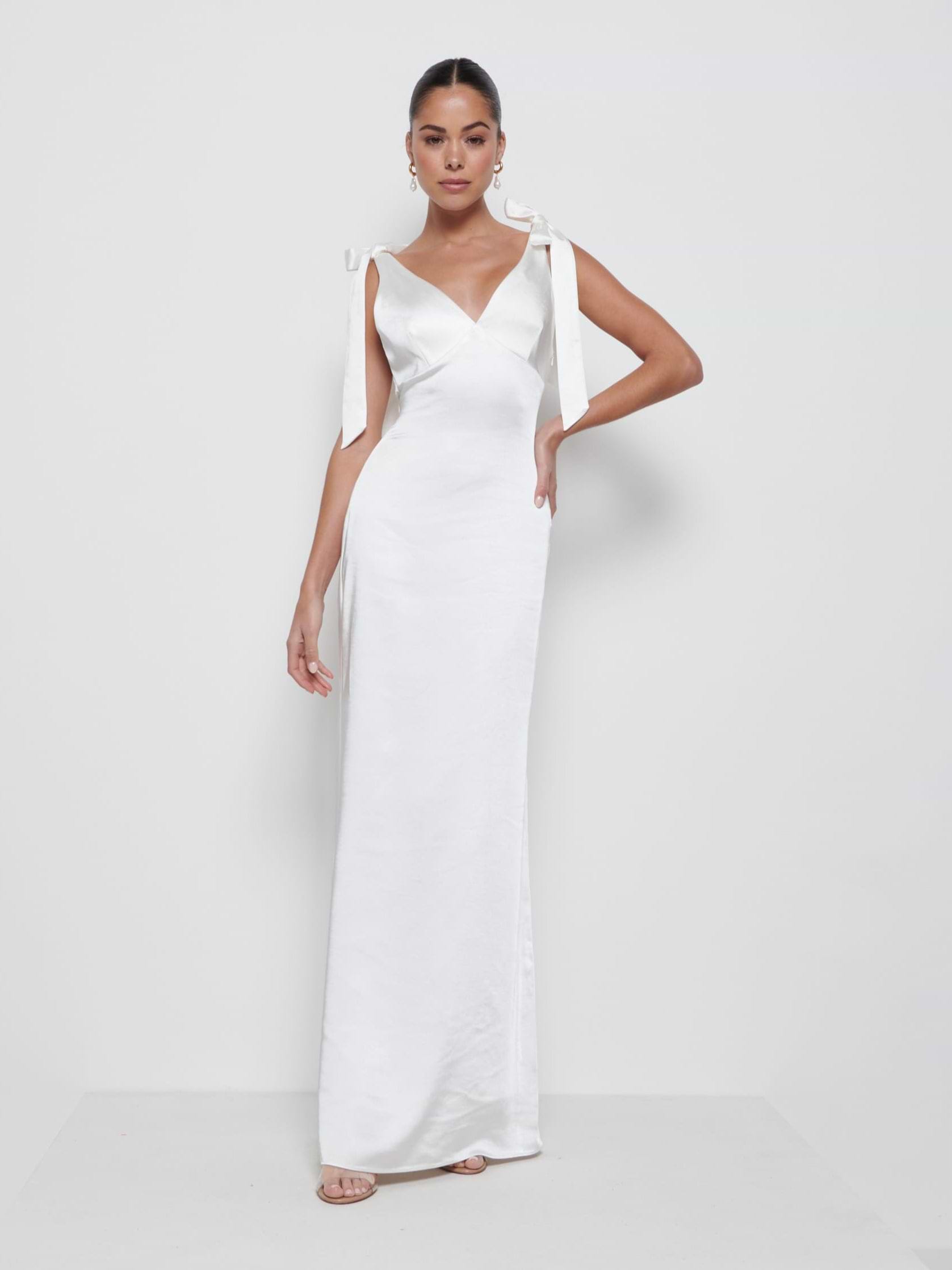 Piper Tie Maxi Bridesmaid Dress - Ivory