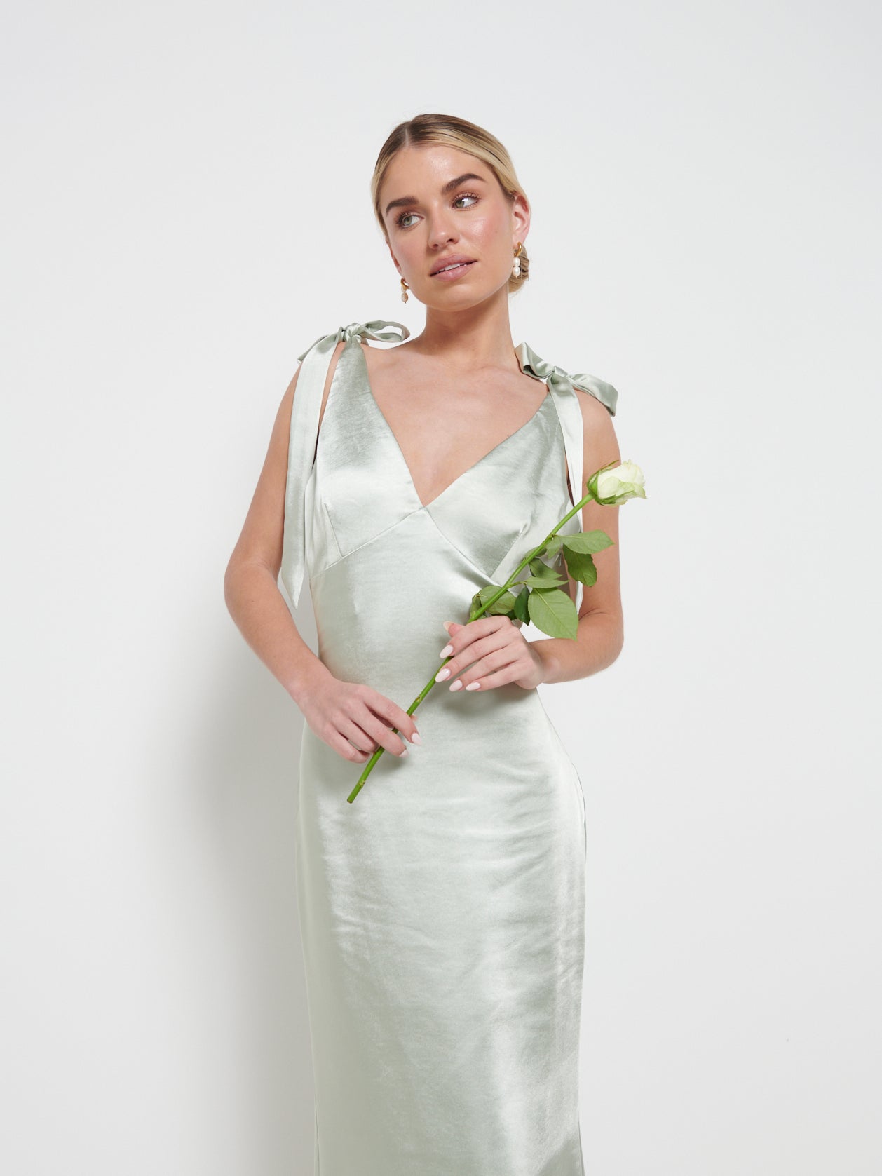 Piper Tie Maxi Bridesmaid Dress - Matte Sage