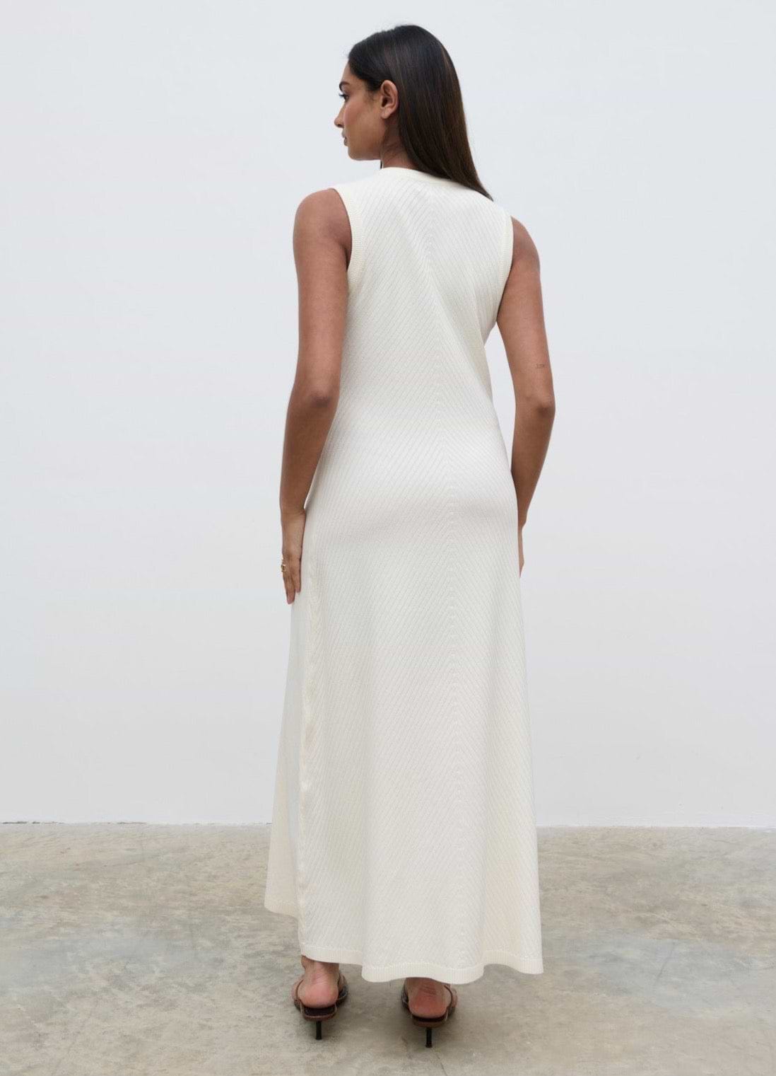 Portia Shift Knit Midaxi Dress - Cream