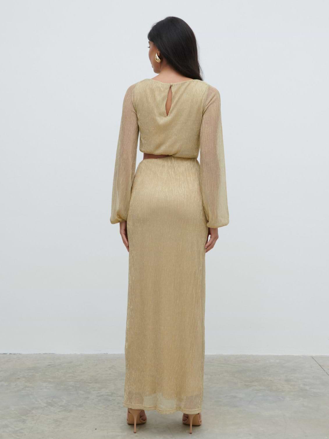 Rae Cut Out Maxi Dress - Metallic Gold