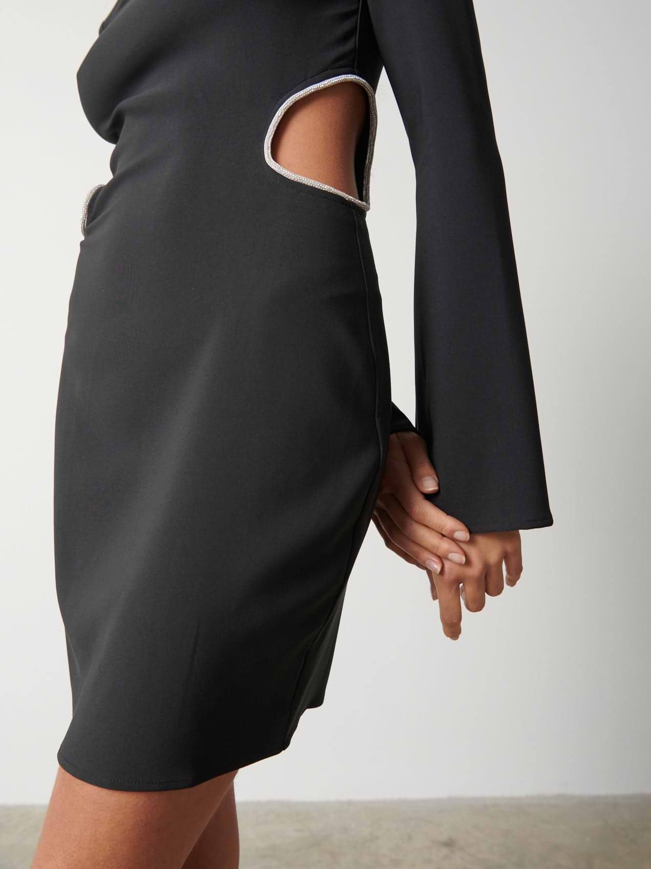 Reina Embellished Cut Out Mini Dress - Black
