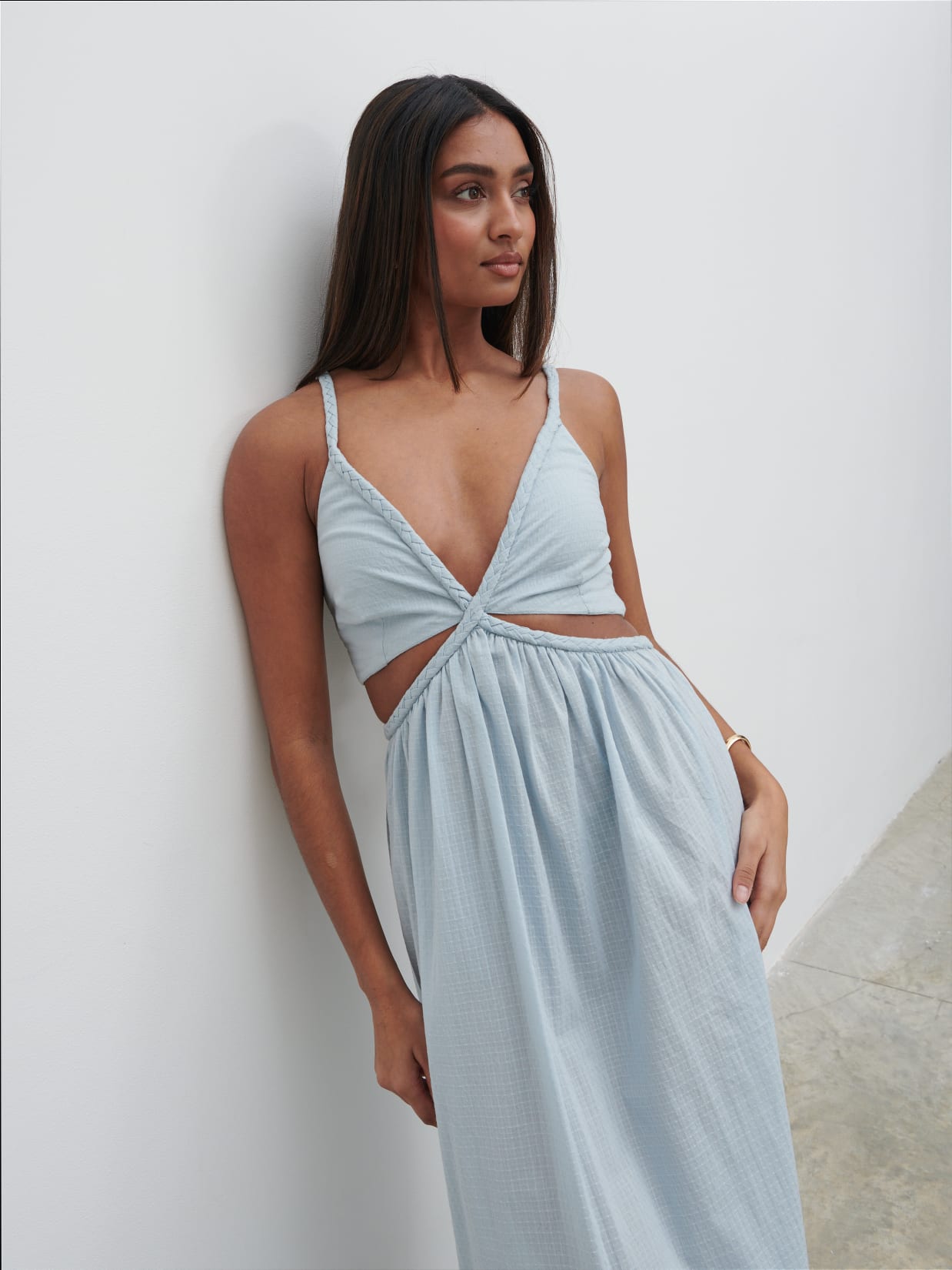 Ramona Cut Out Maxi Dress - Powder Blue