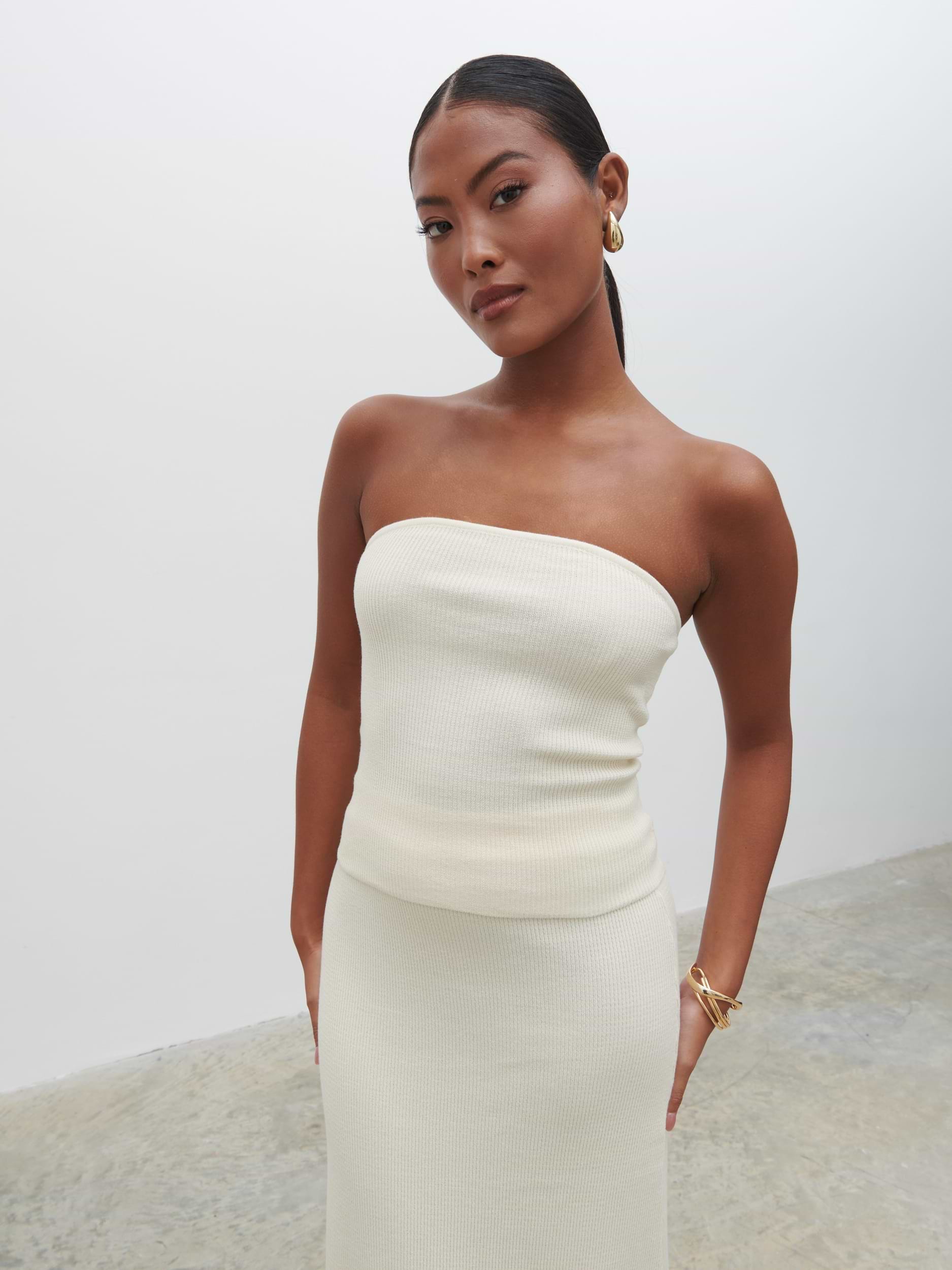 Reese Bandeau Knit Top - Cream