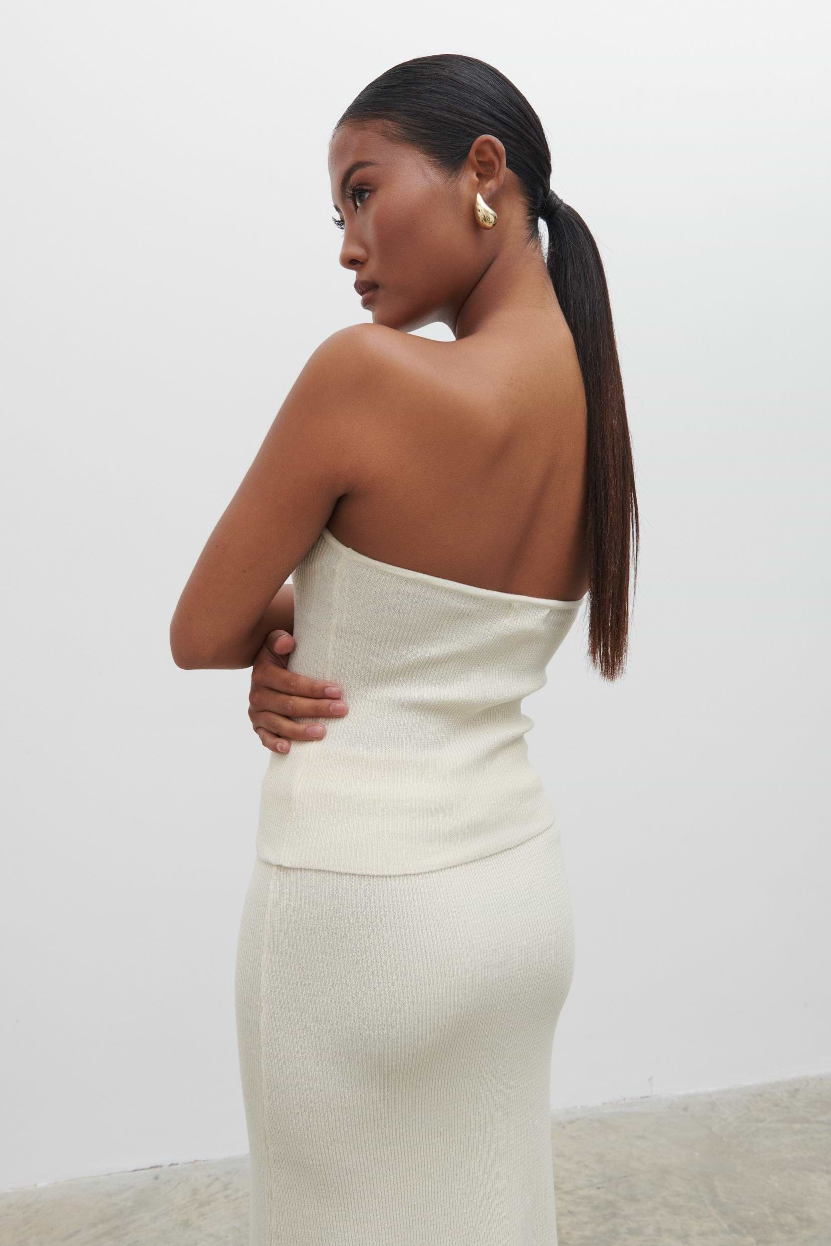 Reese Bandeau Knit Top - Cream
