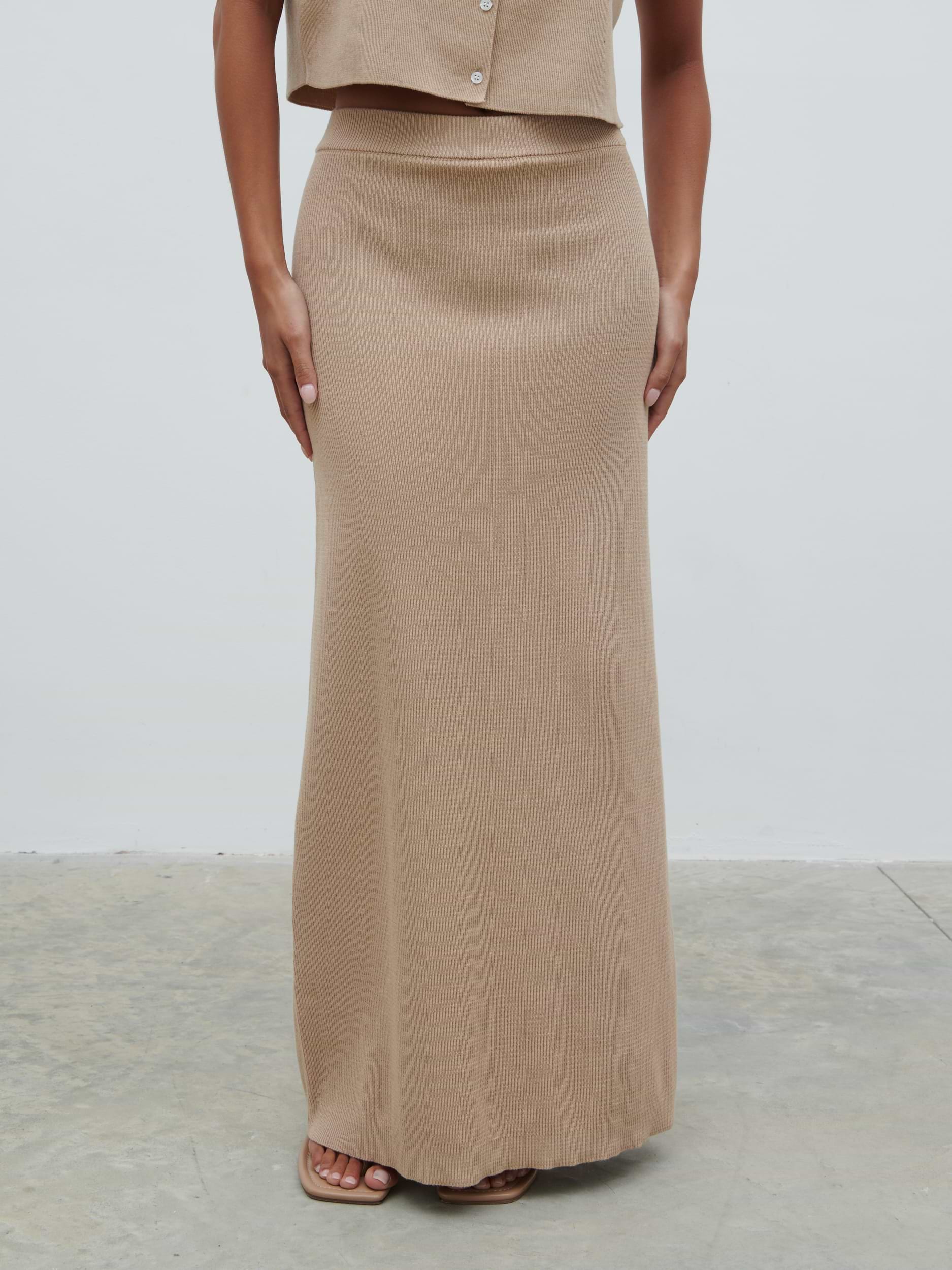 Reese Midaxi Knit Skirt - Beige