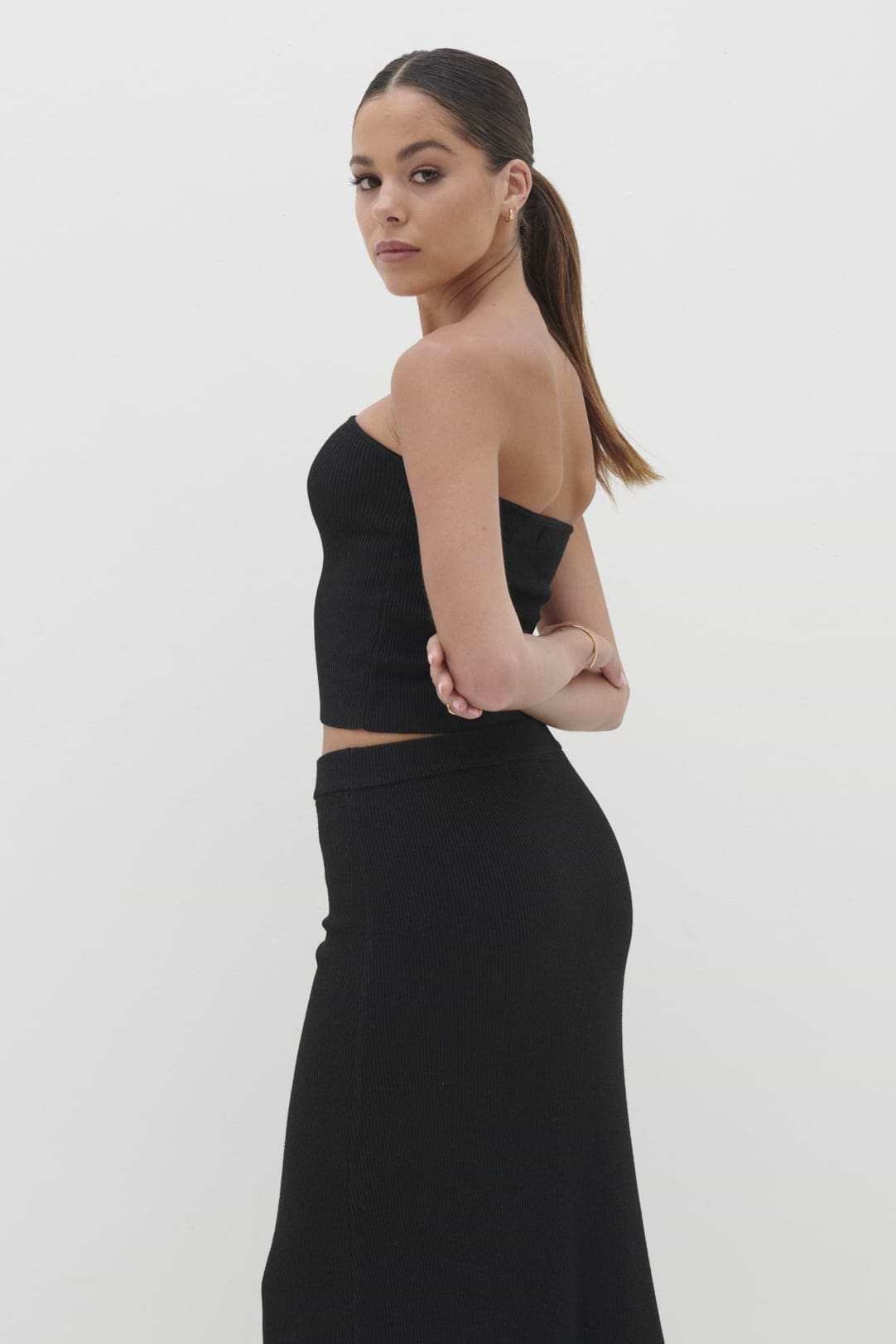 Reese Bandeau Knit Top - Black