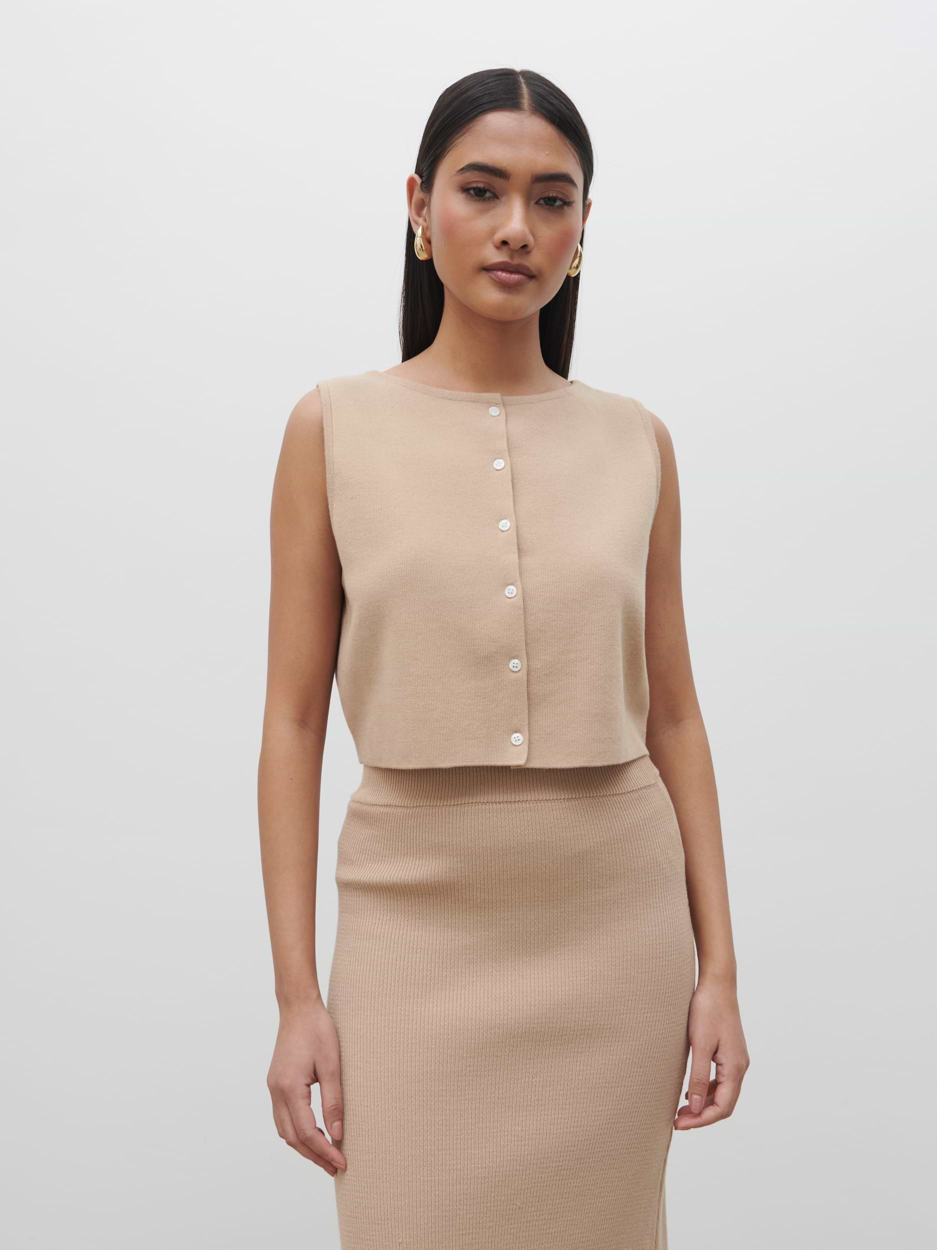 Reese Knit Waistcoat - Beige
