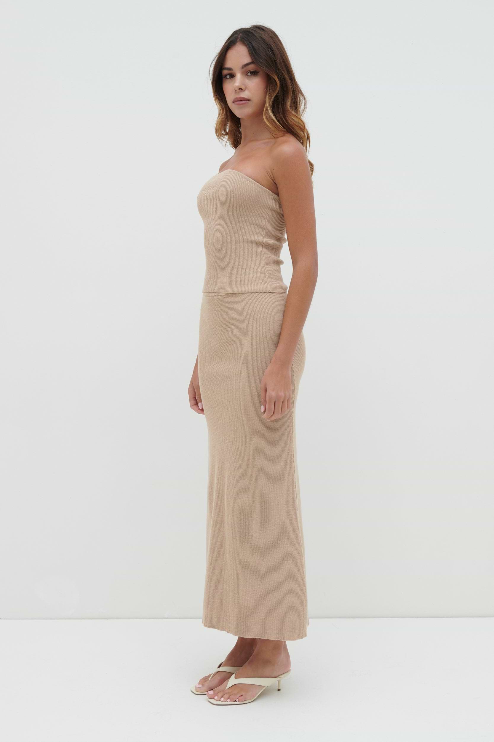 Reese Bandeau Knit Top - Beige