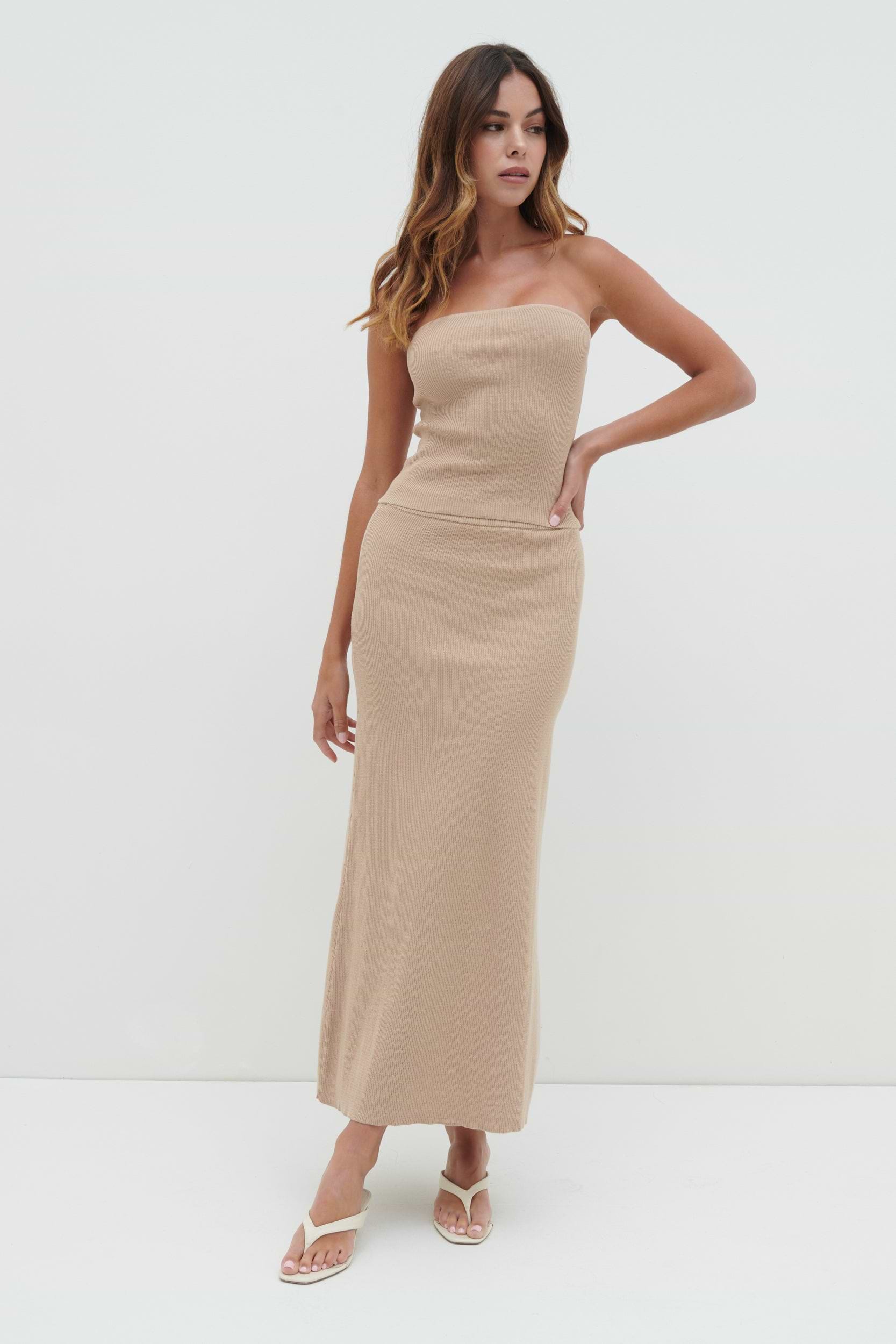 Reese Bandeau Knit Top - Beige