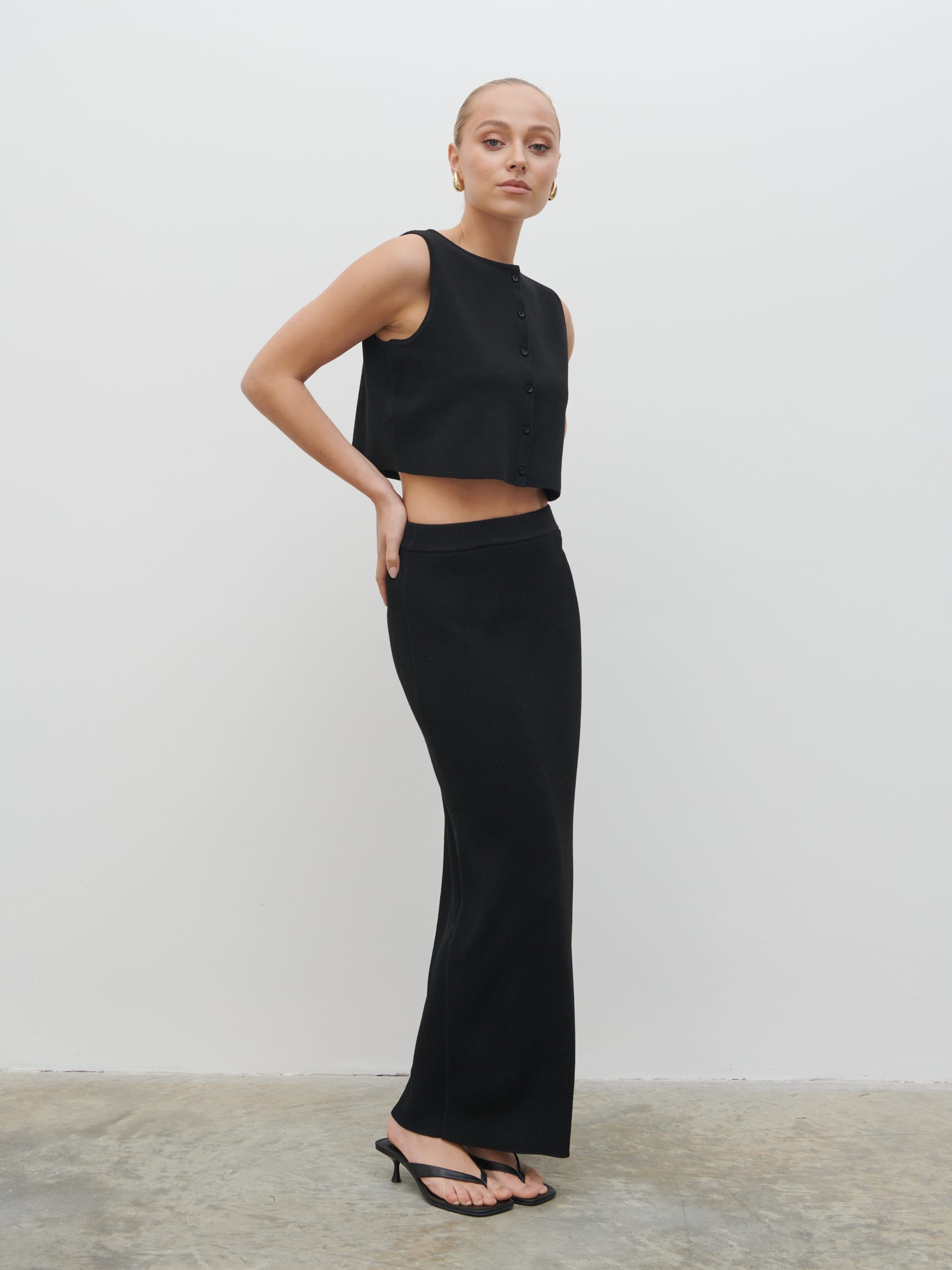 Reese Knit Waistcoat - Black