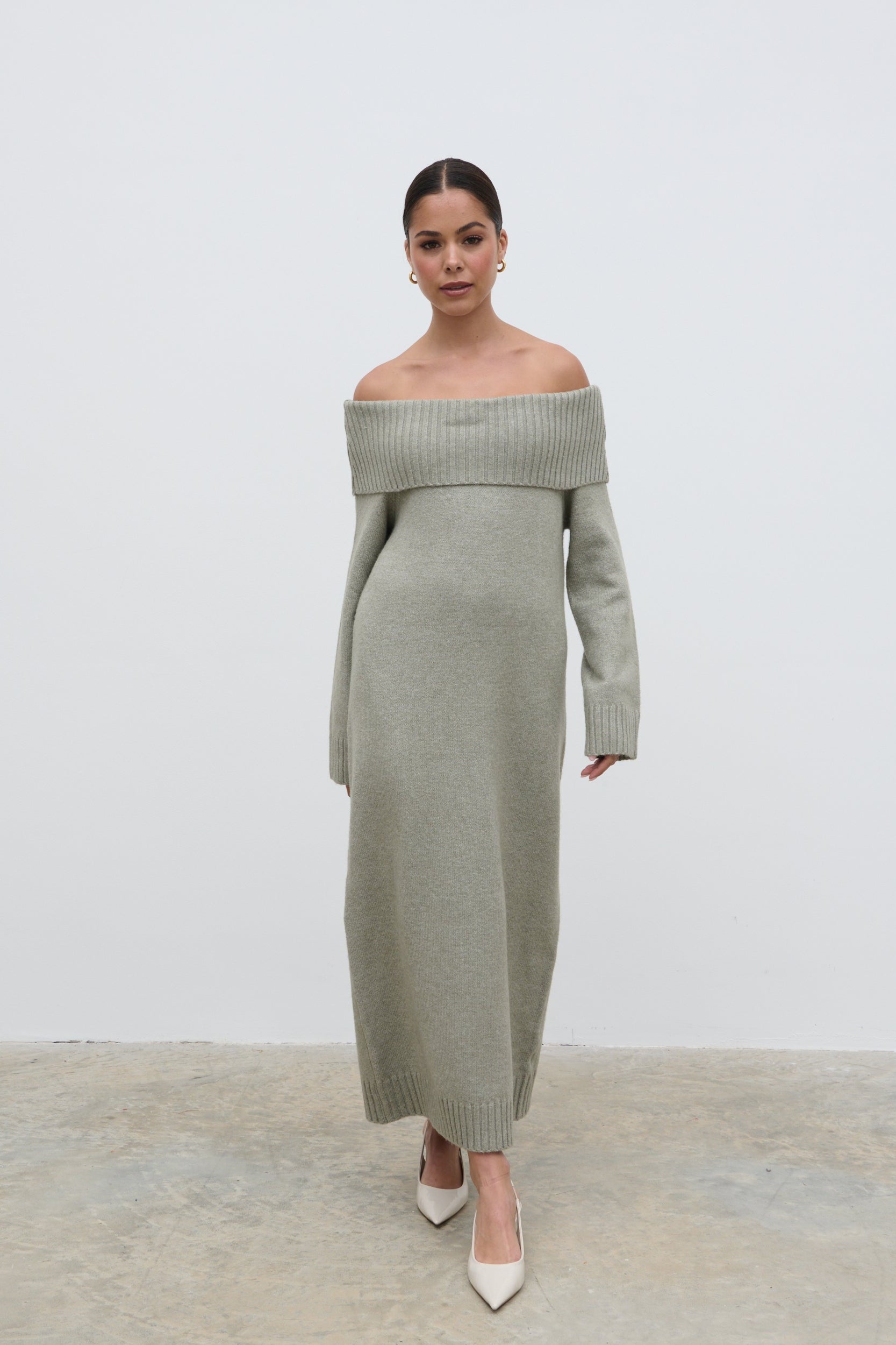 Renee Chunky Knit Midaxi Dress - Sage