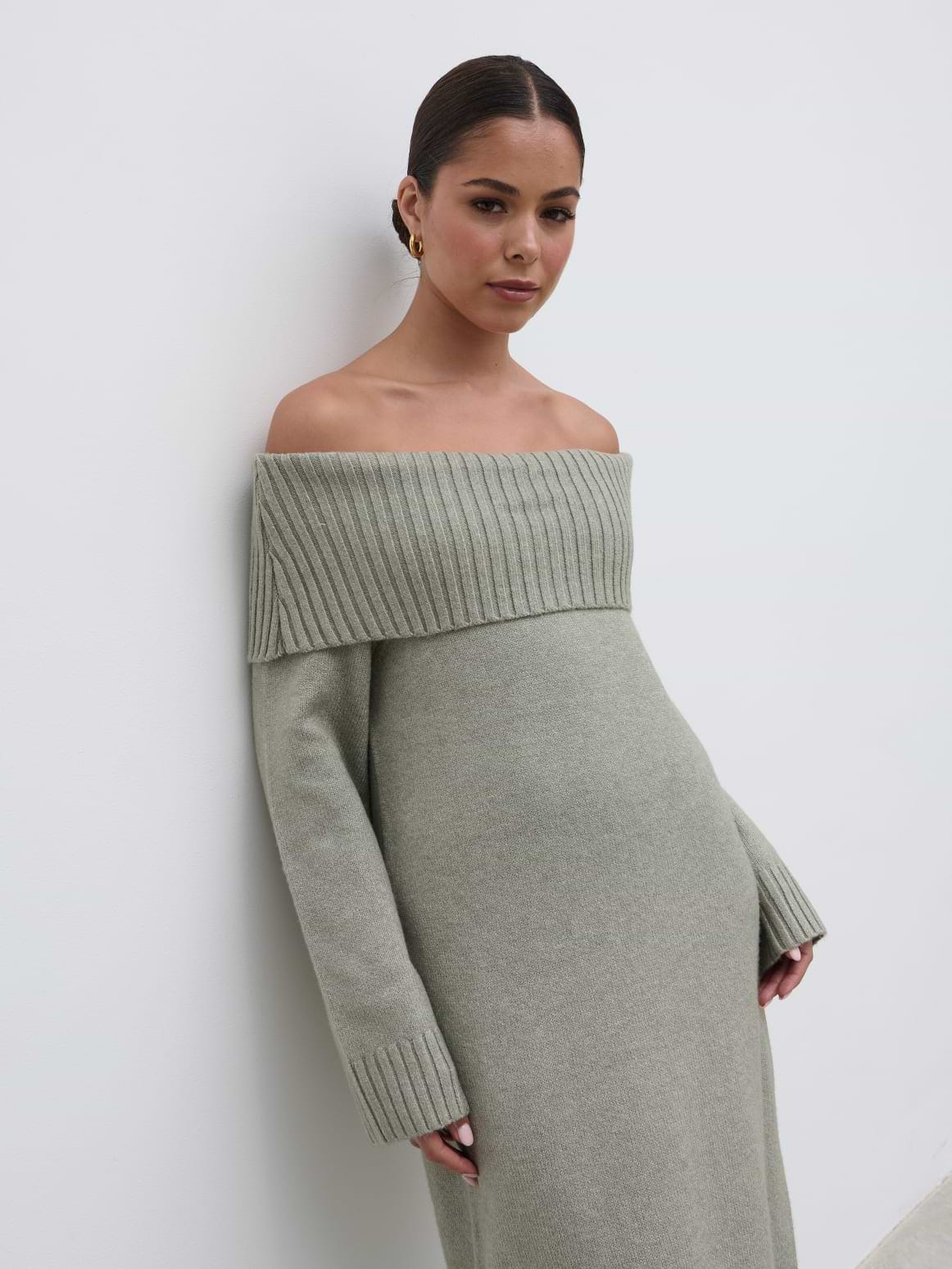Renee Chunky Knit Midaxi Dress - Sage
