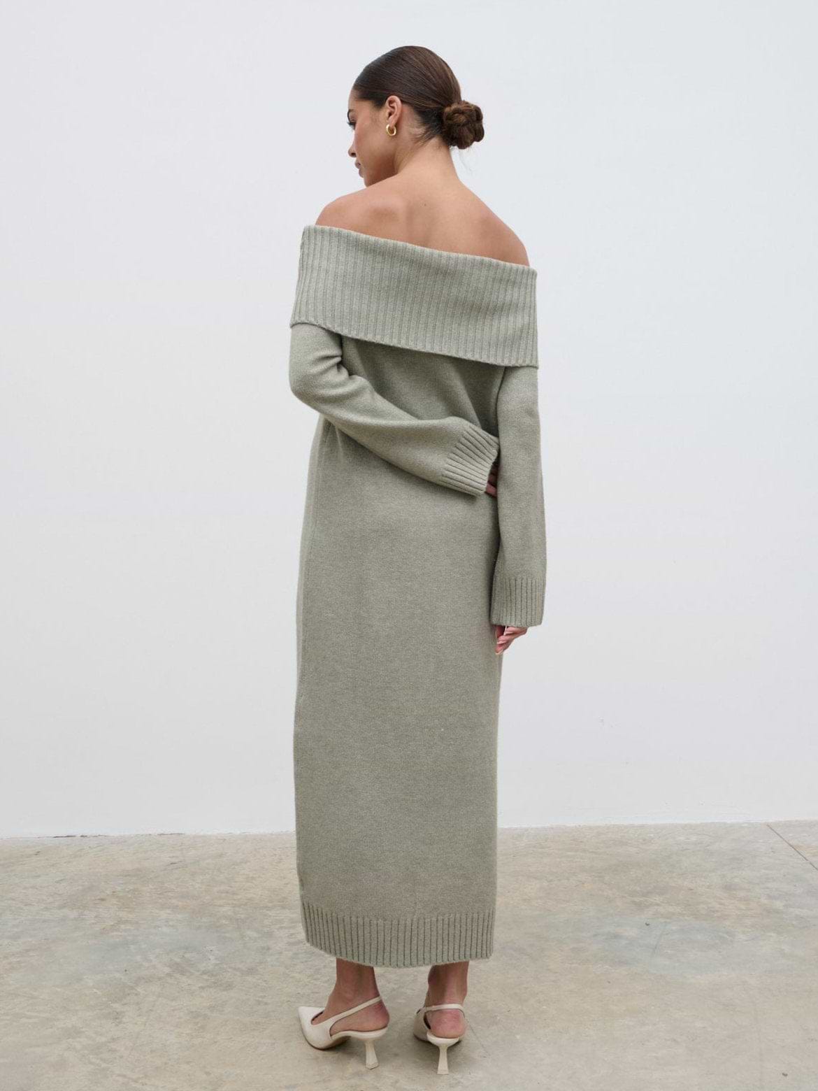Renee Chunky Knit Midaxi Dress - Sage