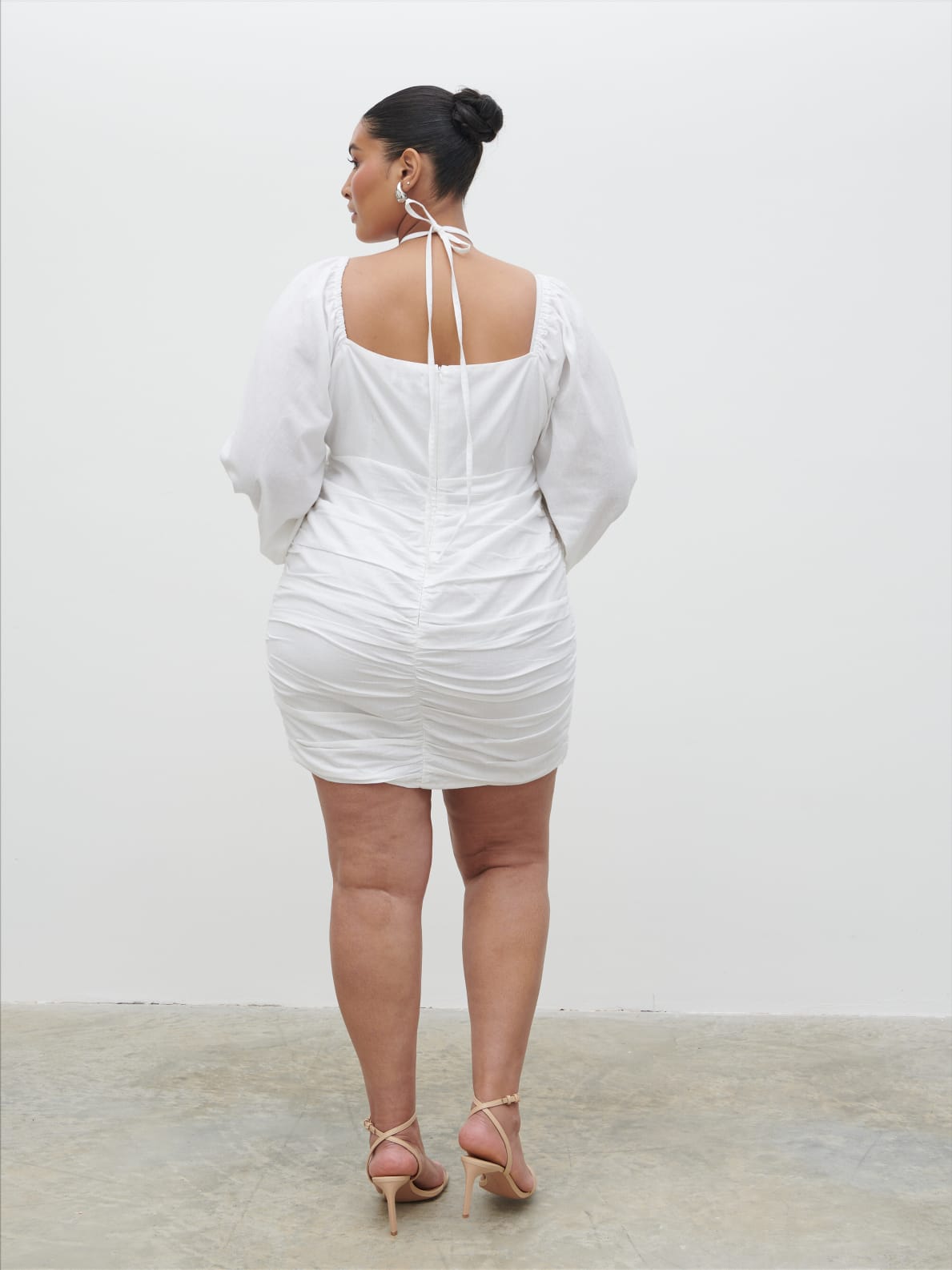 Renna Ruched Front Mini Dress Curve - Natural