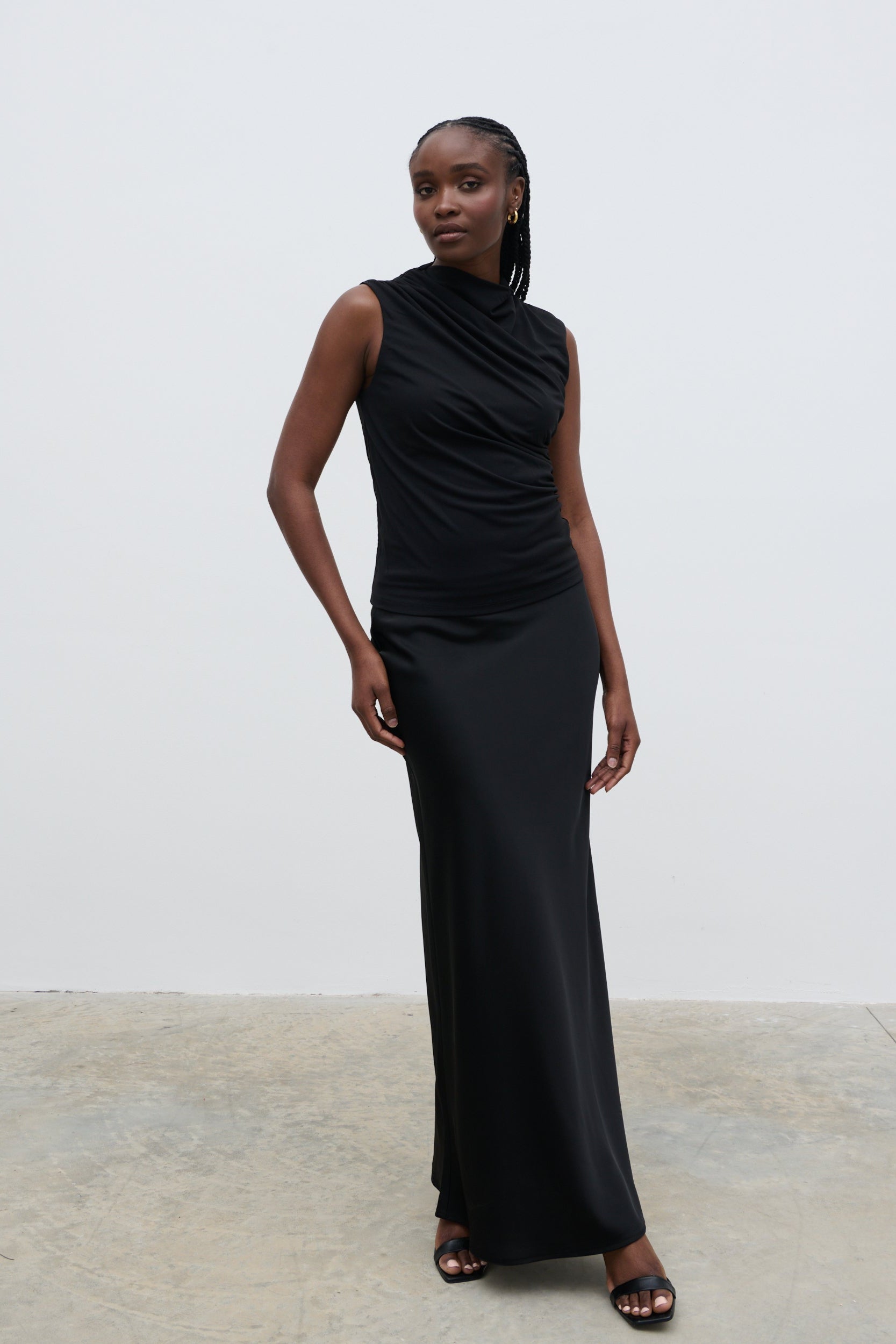Rhea Jersey Sleeveless Top - Black