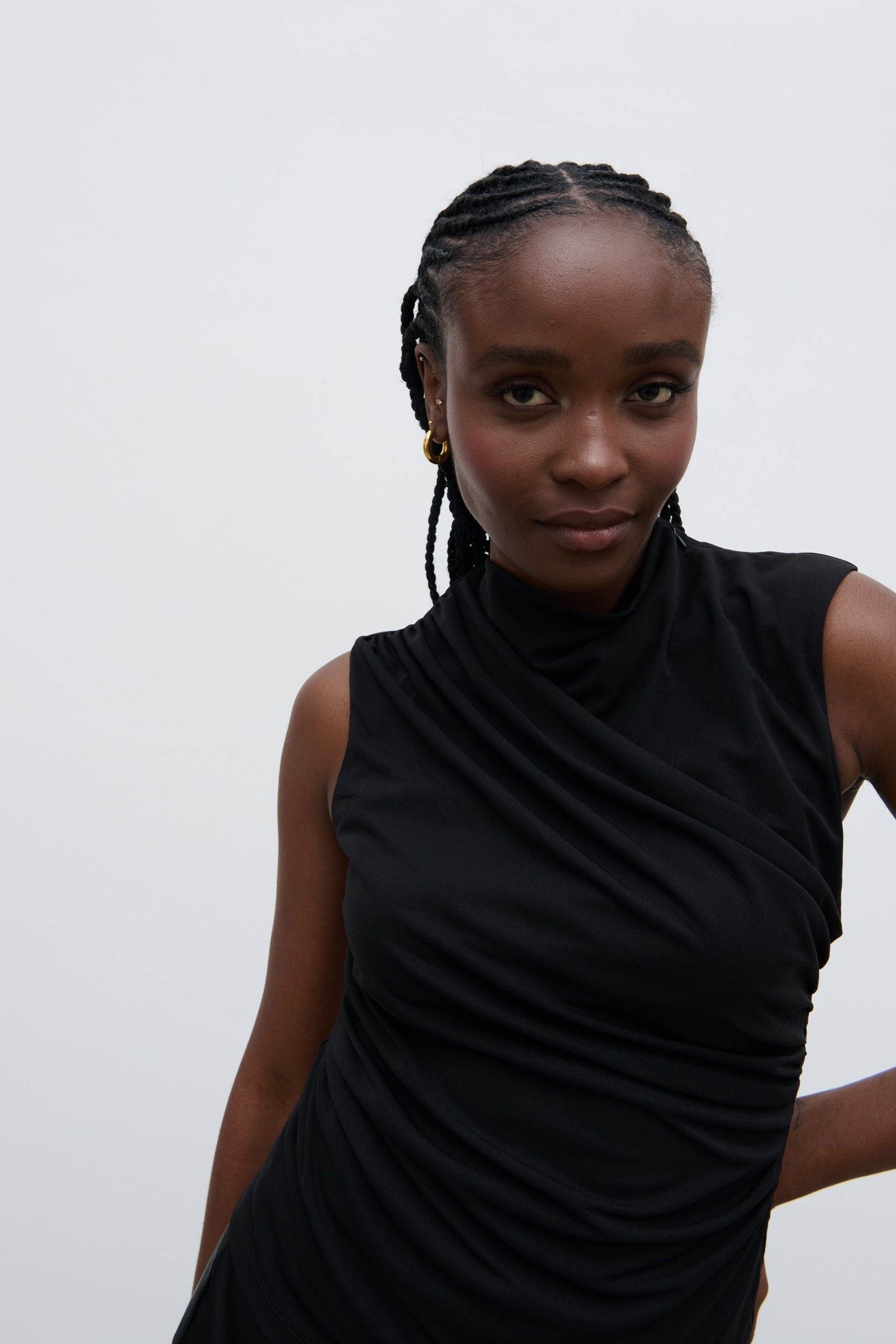 Rhea Jersey Sleeveless Top - Black