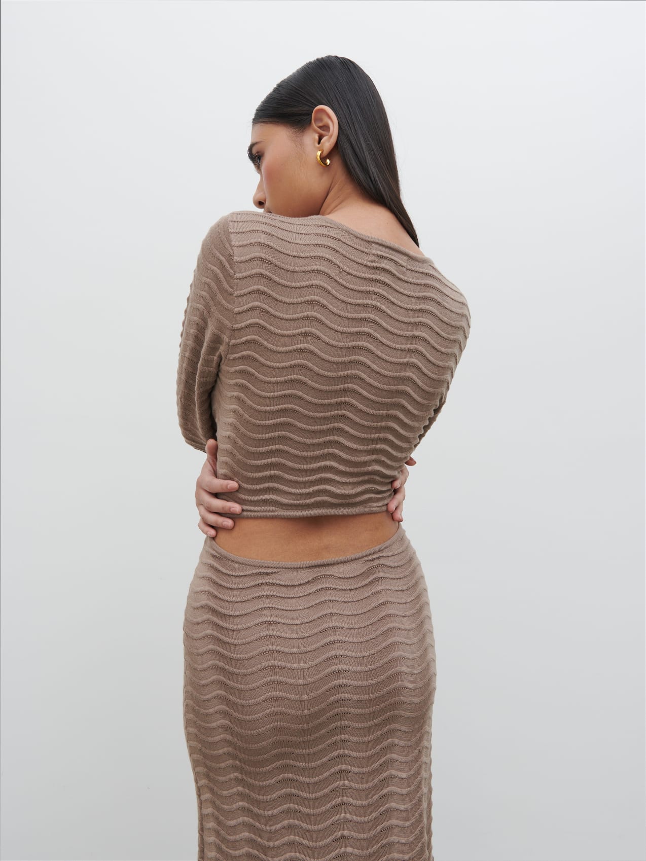 Rhi V Neck Knit Midaxi Dress - Stone