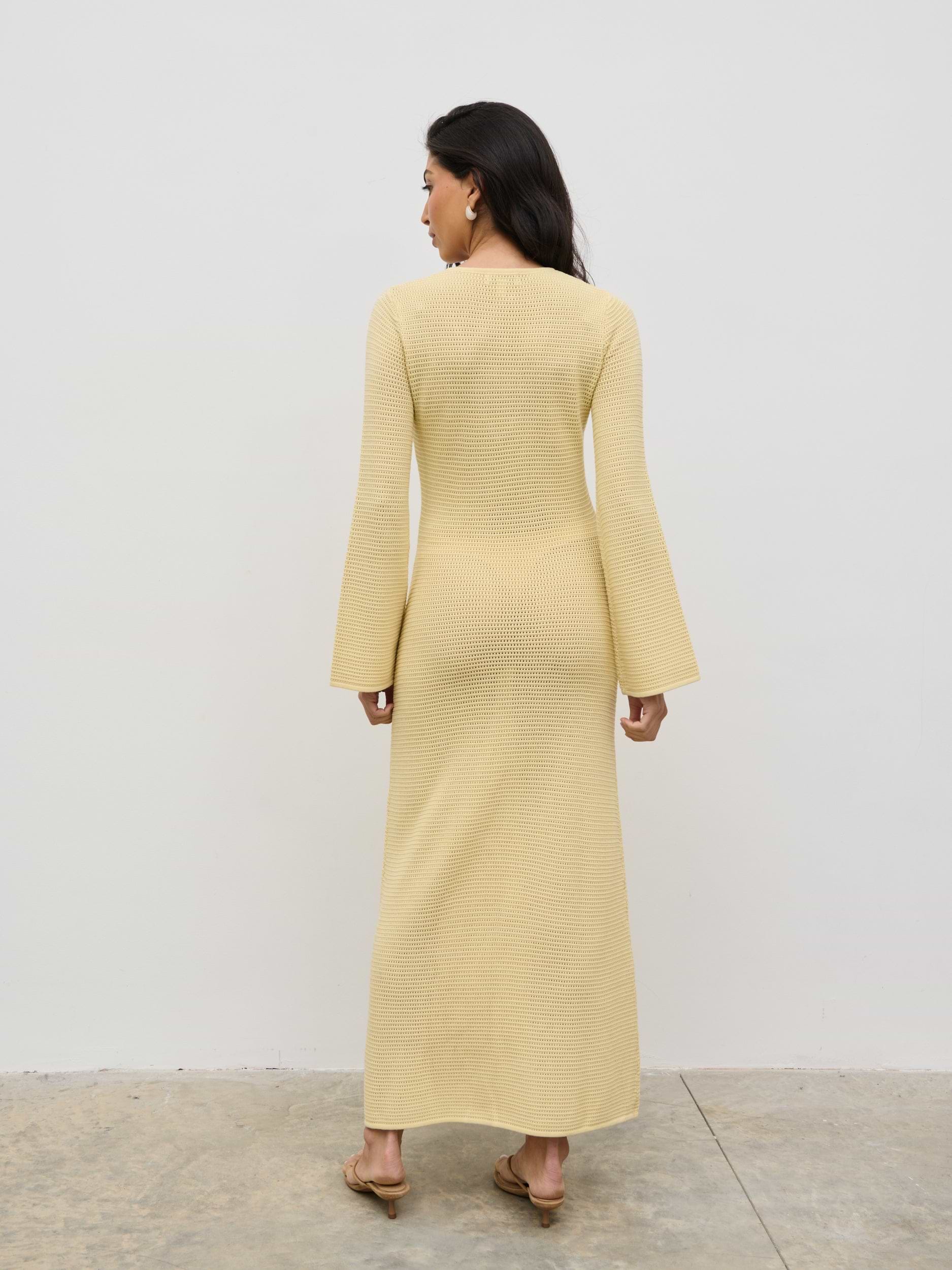 Riviera Hardware Knit Midaxi Dress - Lemon
