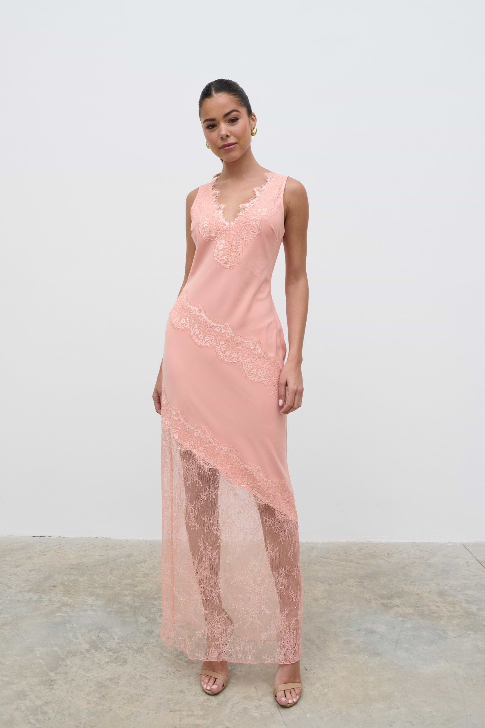 Robin Slip Maxi Dress - Apricot Ice
