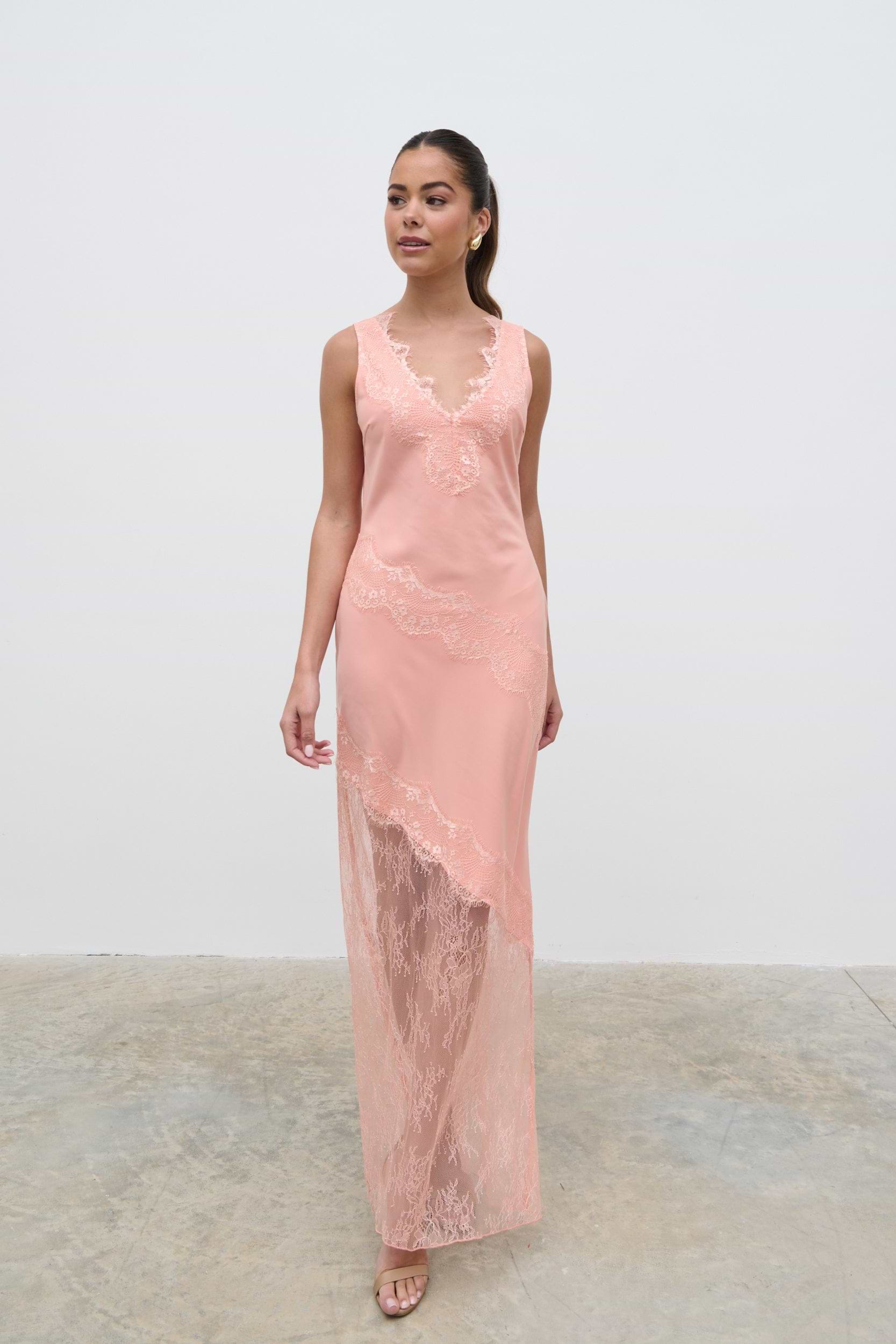 Robin Slip Maxi Dress - Apricot Ice