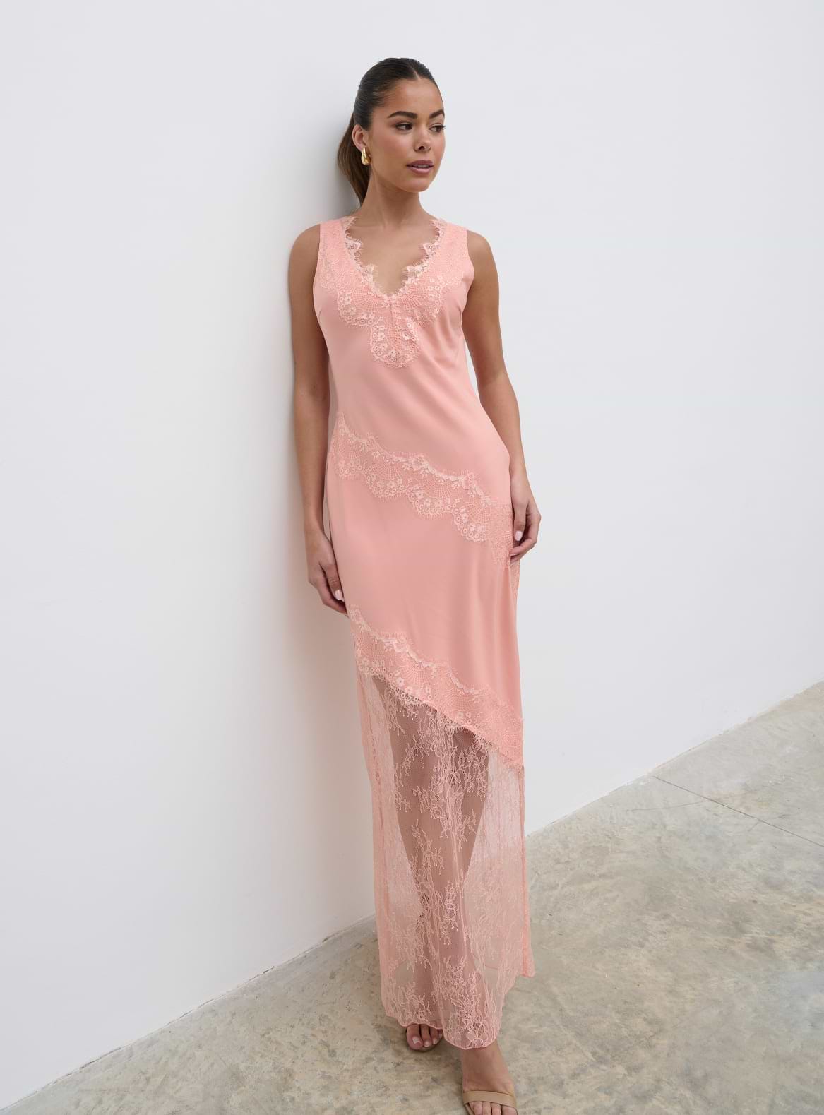 Robin Slip Maxi Dress - Apricot Ice
