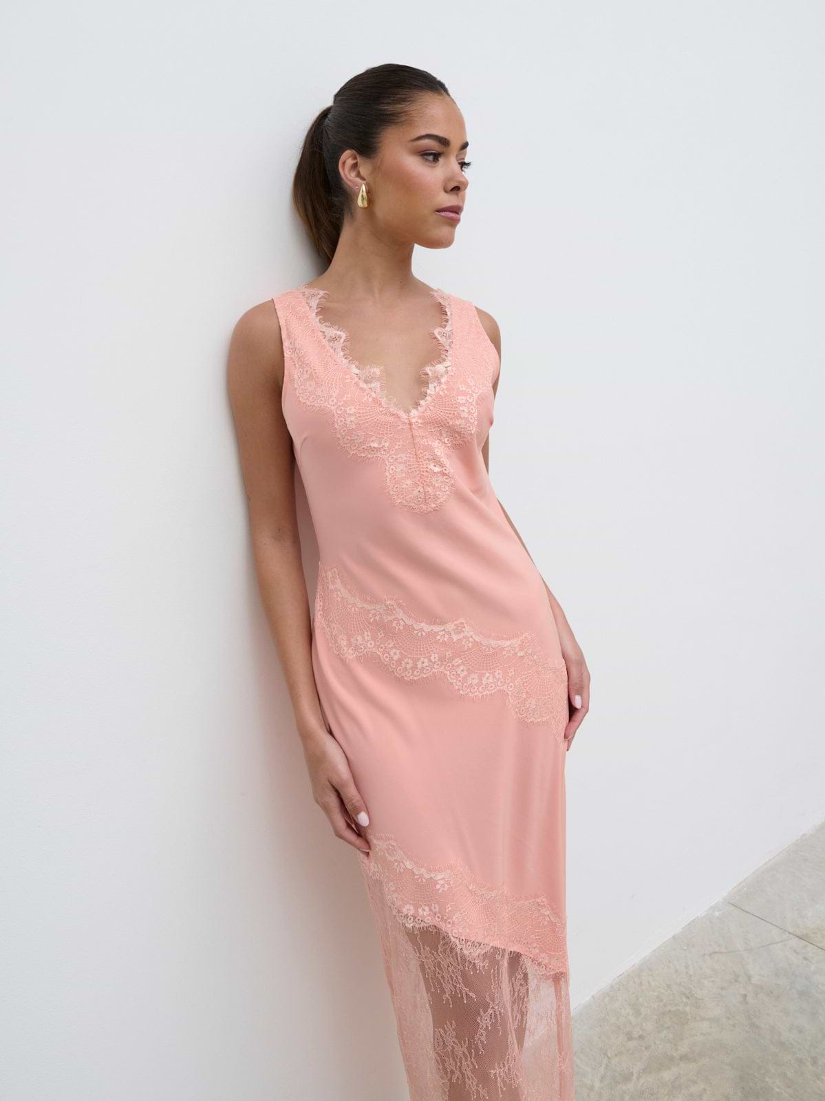 Robin Slip Maxi Dress - Apricot Ice