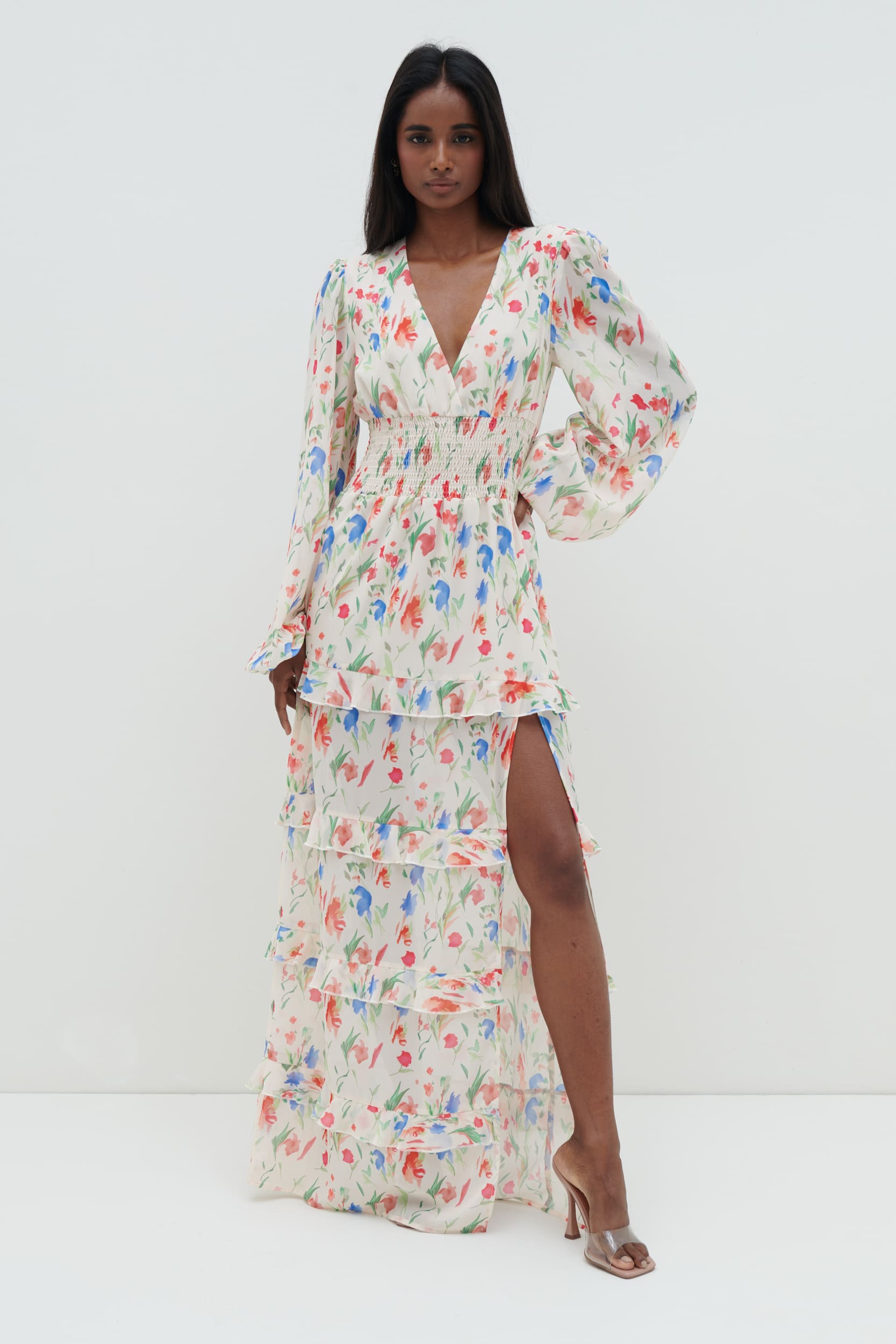 Rochelle Shirred Waist Maxi Dress - Dainty Floral