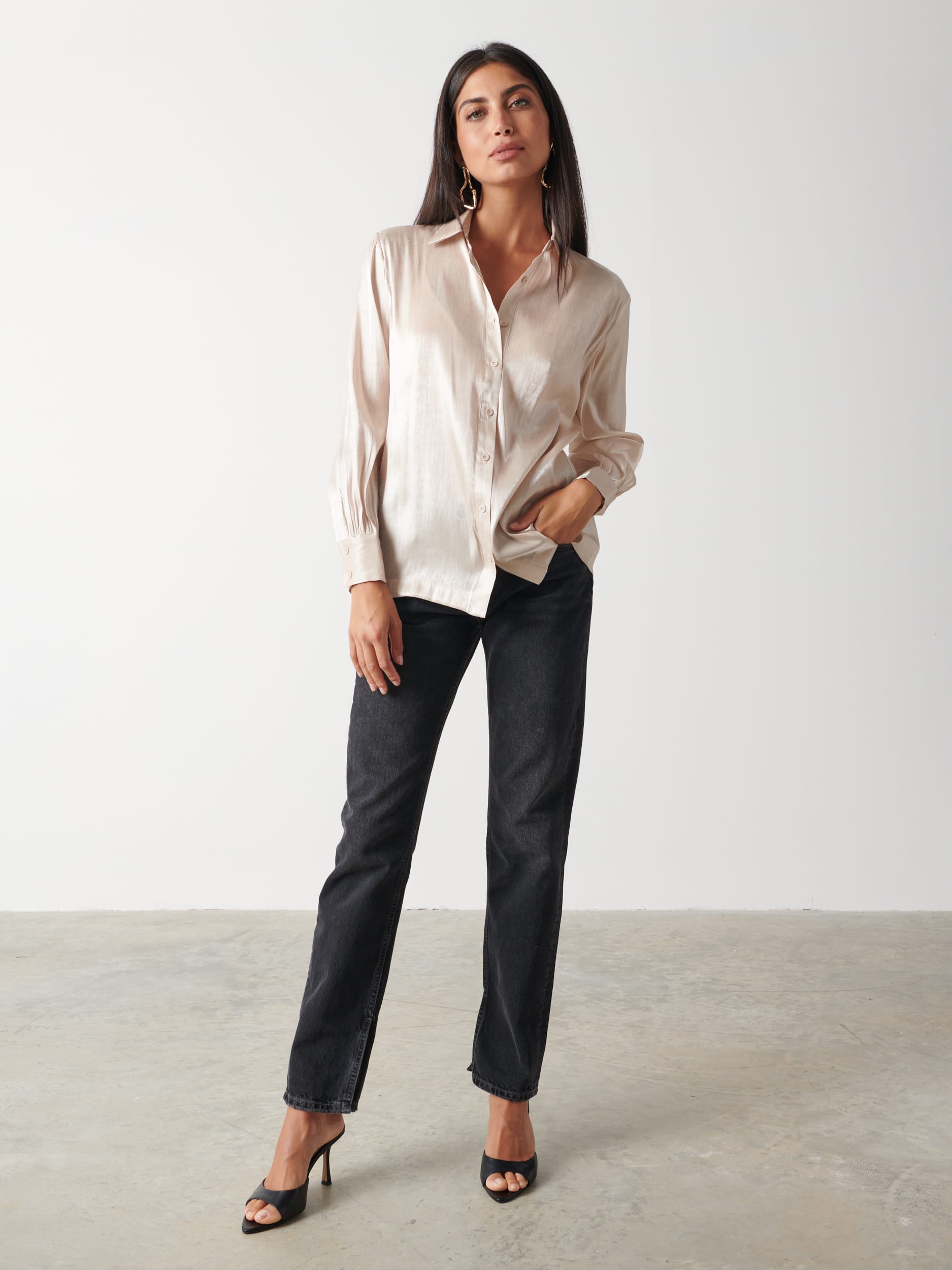 Rosalie Collared Blouse - Champagne Gold
