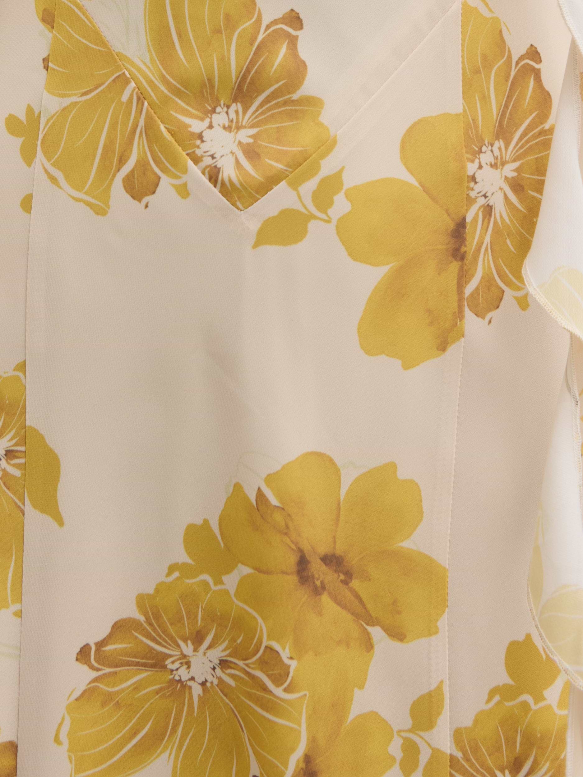 Rya Ruffle Midaxi Dress - Yellow Ochre Floral