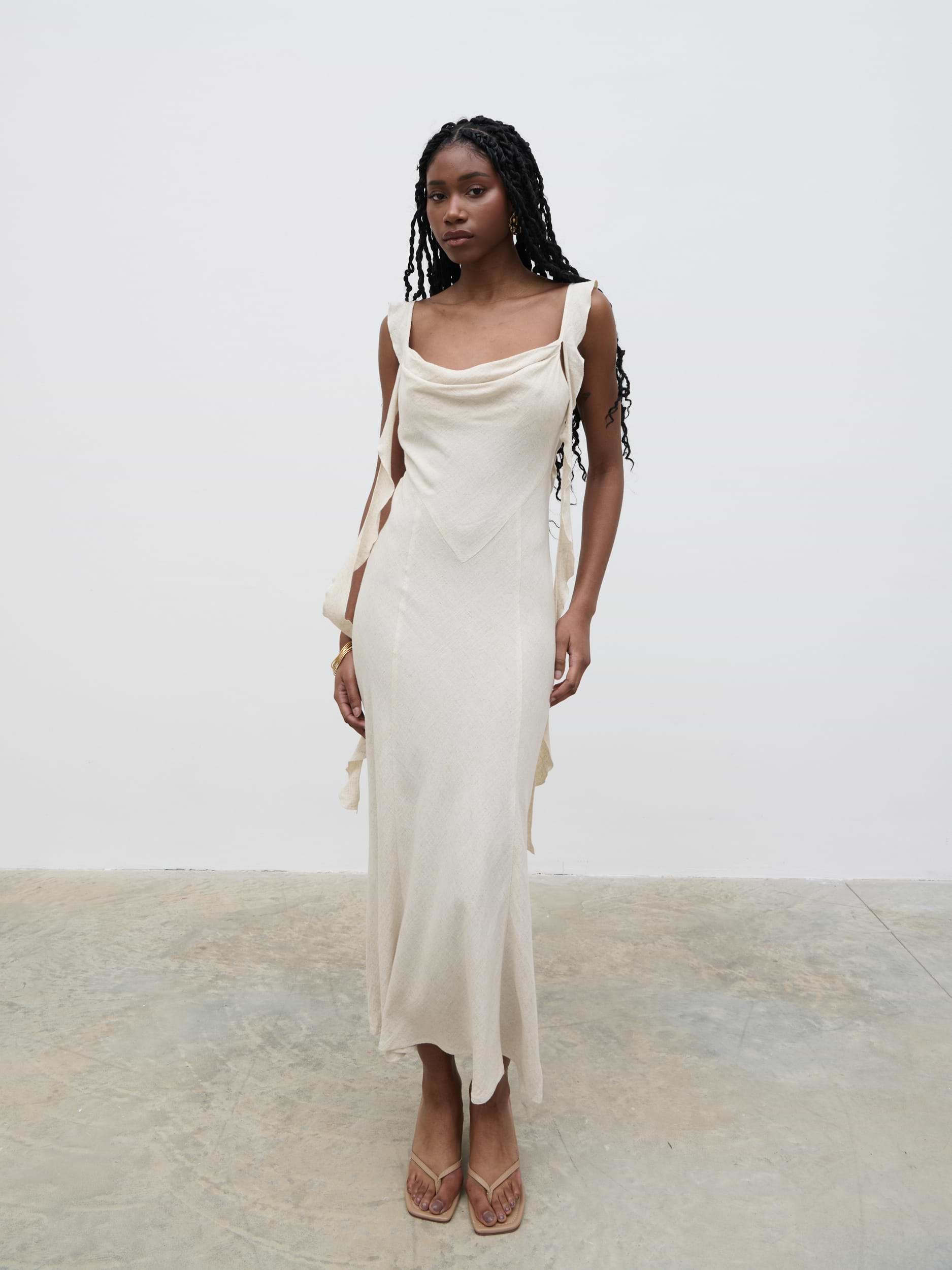 Rya Ruffle Midaxi Dress - Sand