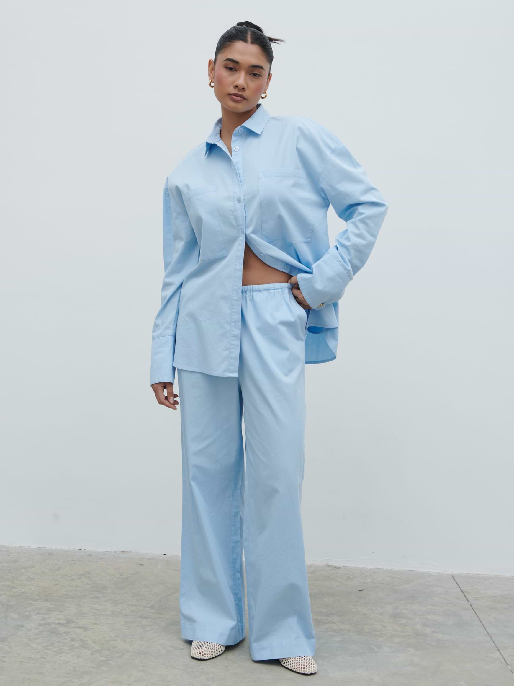 Ryleigh Cotton Trousers - Light Blue