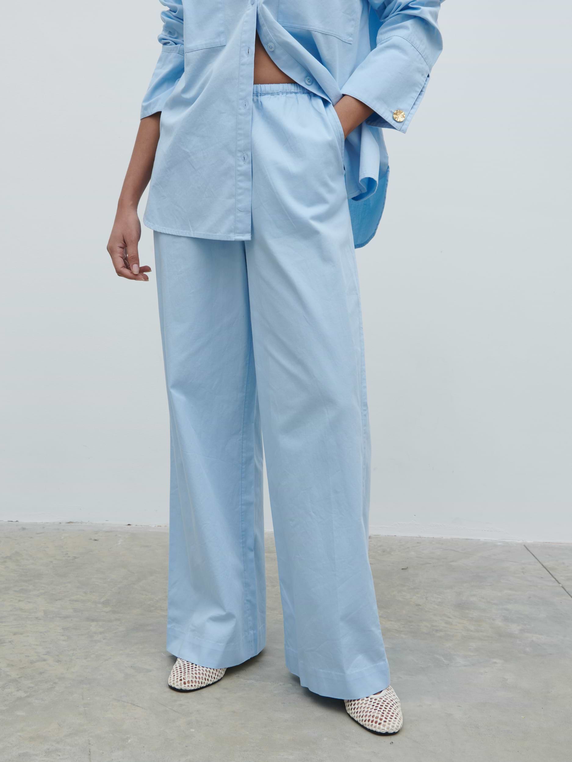 Ryleigh Cotton Trousers - Light Blue