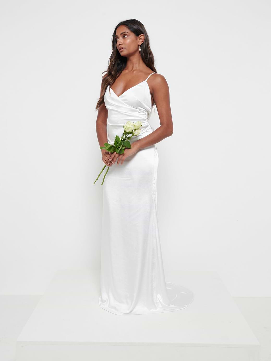 Sabine Drape Maxi Dress - Ivory