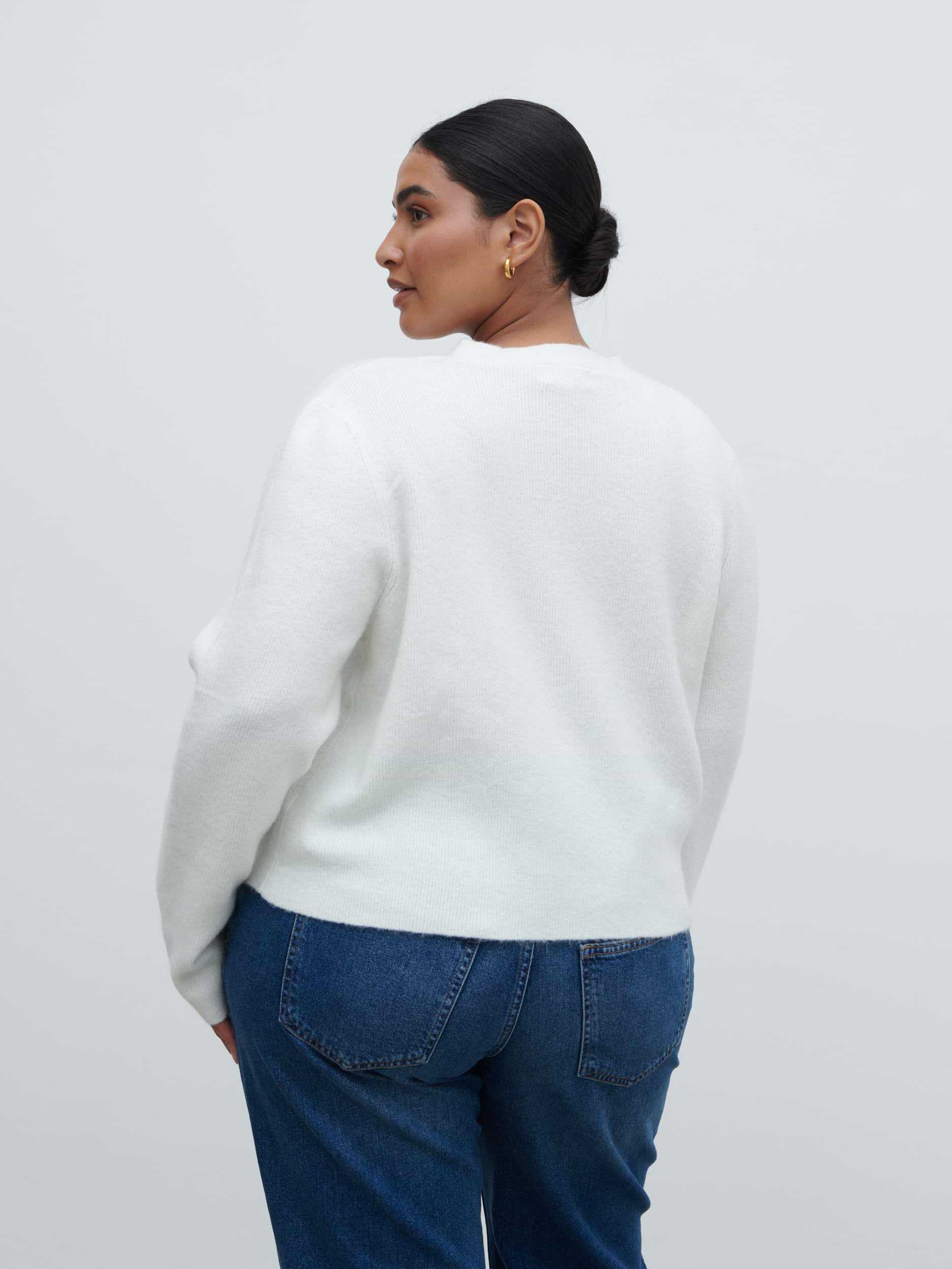 Sabrina Gold Button Knit Cardigan Curve - Cream