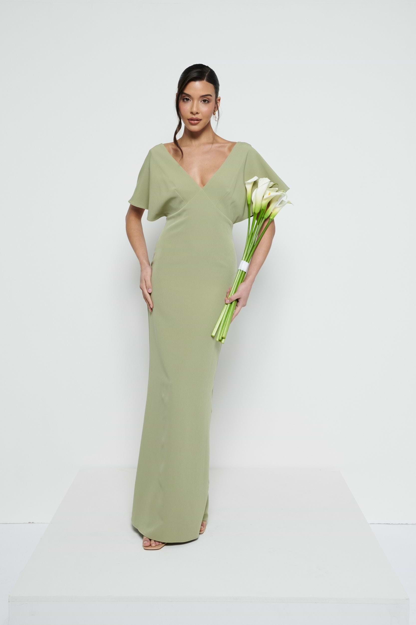 Sadie Crepe Maxi Bridesmaid Dress - Olive