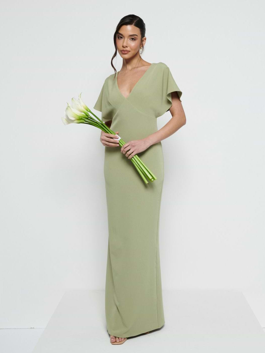 Sadie Crepe Maxi Bridesmaid Dress - Olive