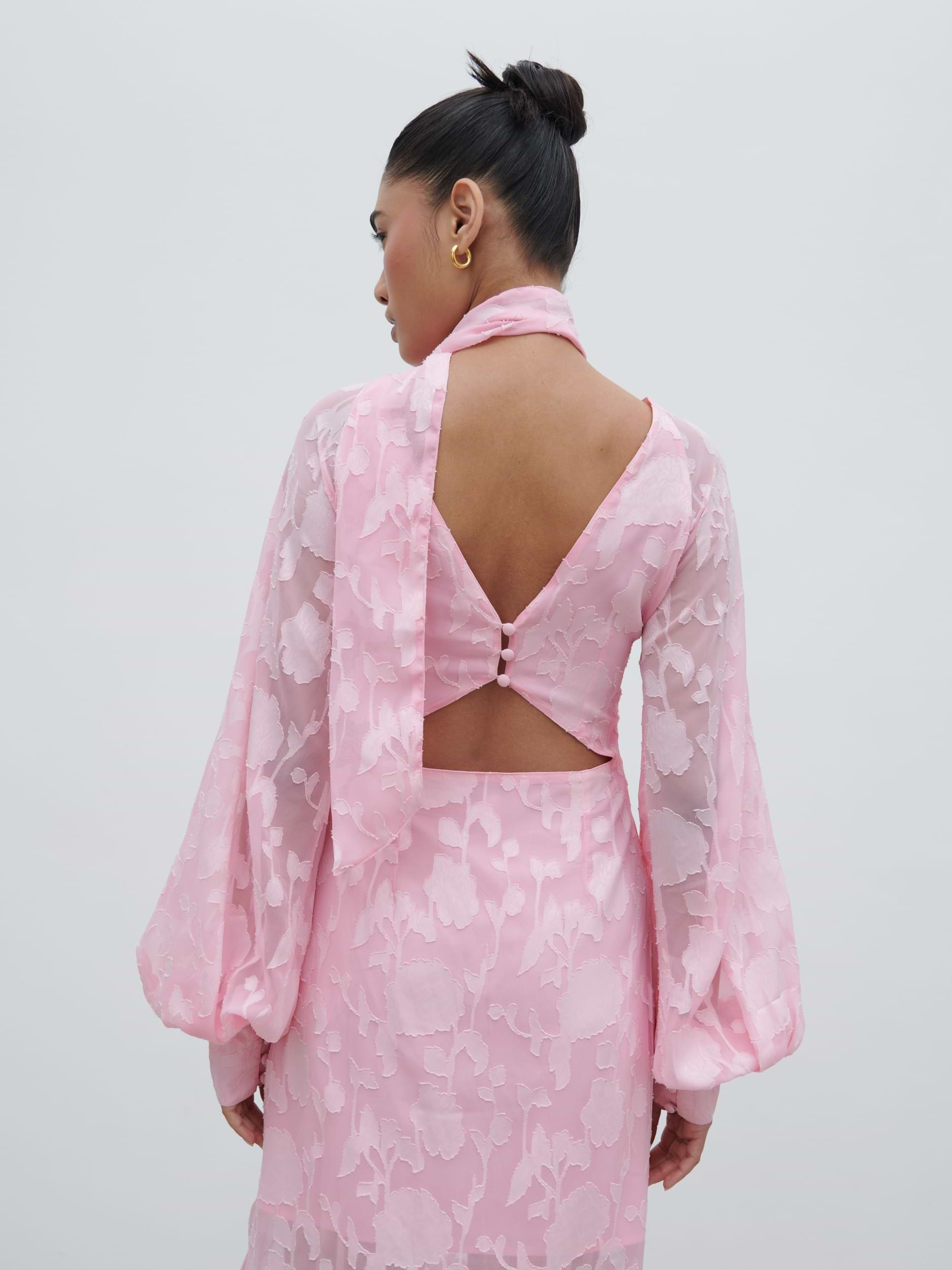 Sadie Jacquard Midaxi Dress - Posie Pink