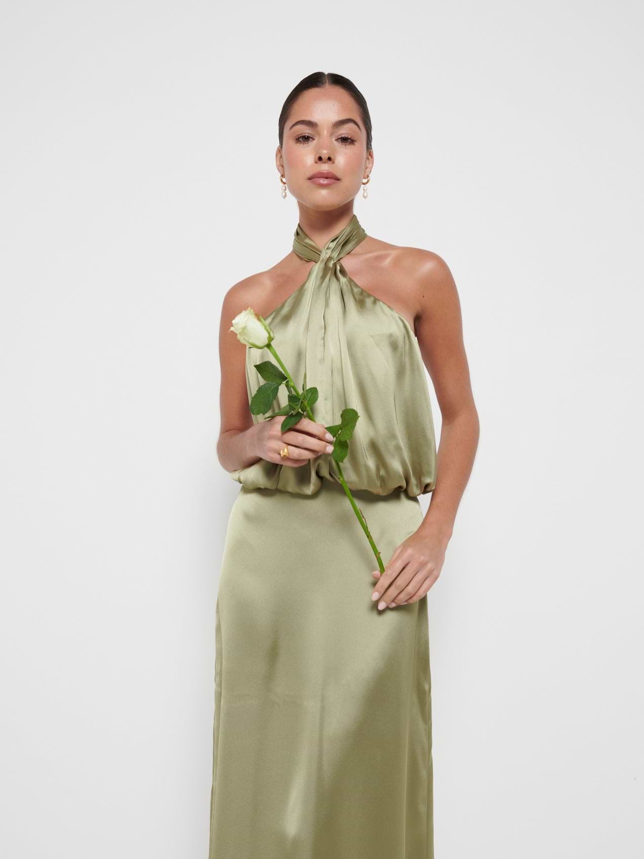 Sammie Recycled Maxi Bridesmaid Dress - Matte Olive