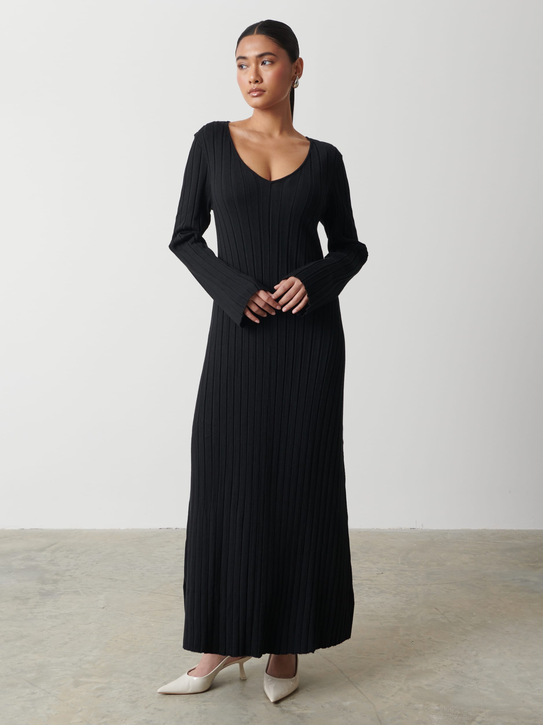 Scarlett Tie Knit Dress - Black