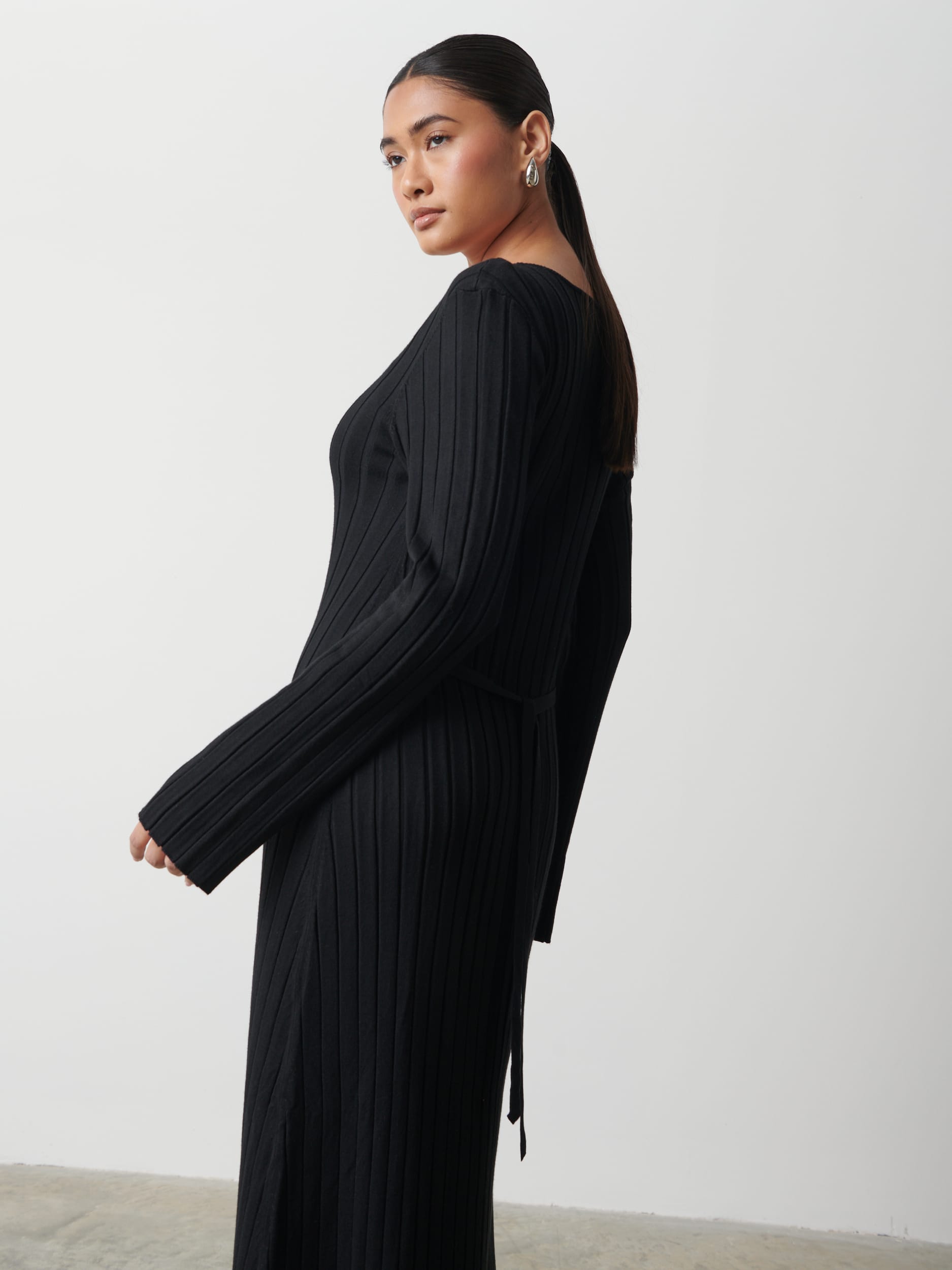 Scarlett Tie Knit Dress - Black